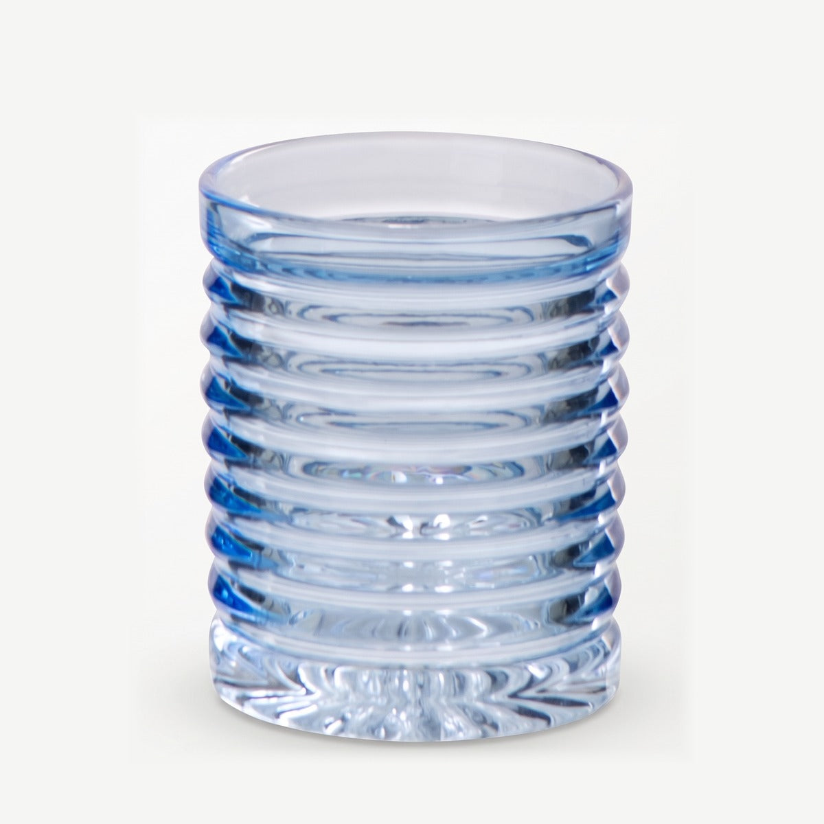 J-Line Waterglas Geribbeld Lichtblauw leeg