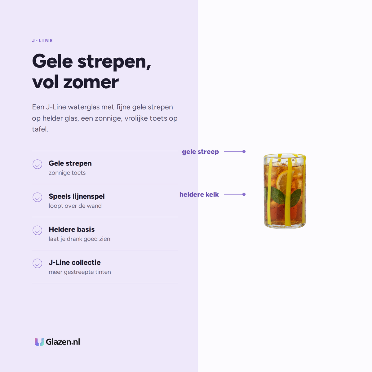 Eigenschappen van J-Line Waterglas Gestreept Transparant/Geel