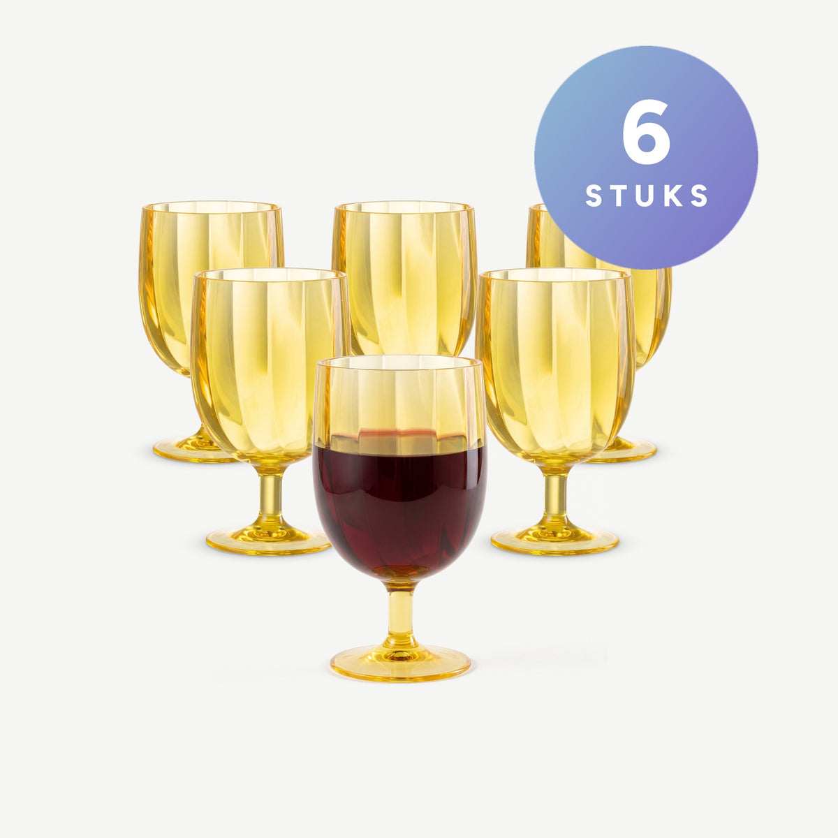 J-Line Wijnglas 31 Cl Onbreekbaar Geel - 6 Stuks set van 6