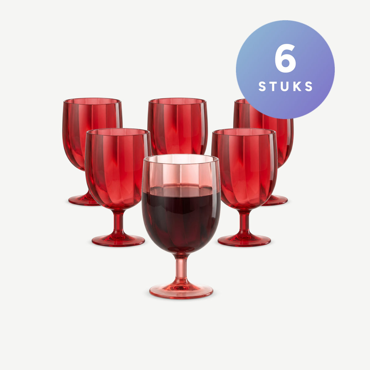 J-Line Wijnglas 31 Cl Onbreekbaar Rood - 6 Stuks set van 6
