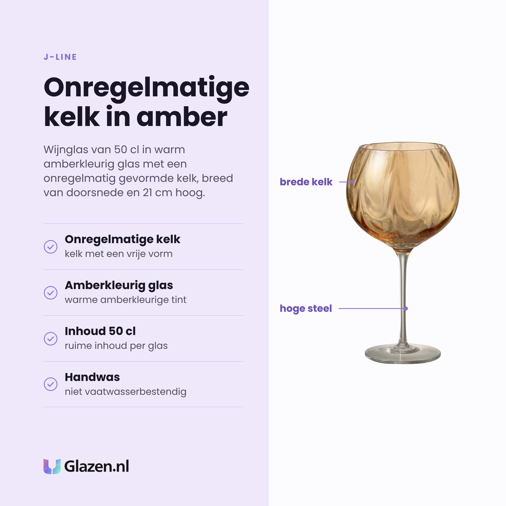 J-Line Wijnglas 50 Cl Onregelmatig Amber