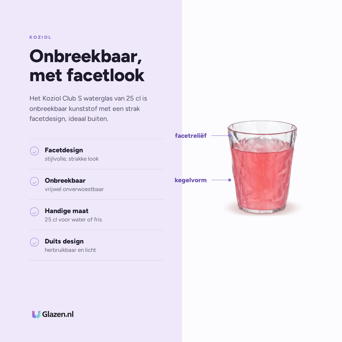 Eigenschappen van Koziol Club S Waterglas 25 Cl