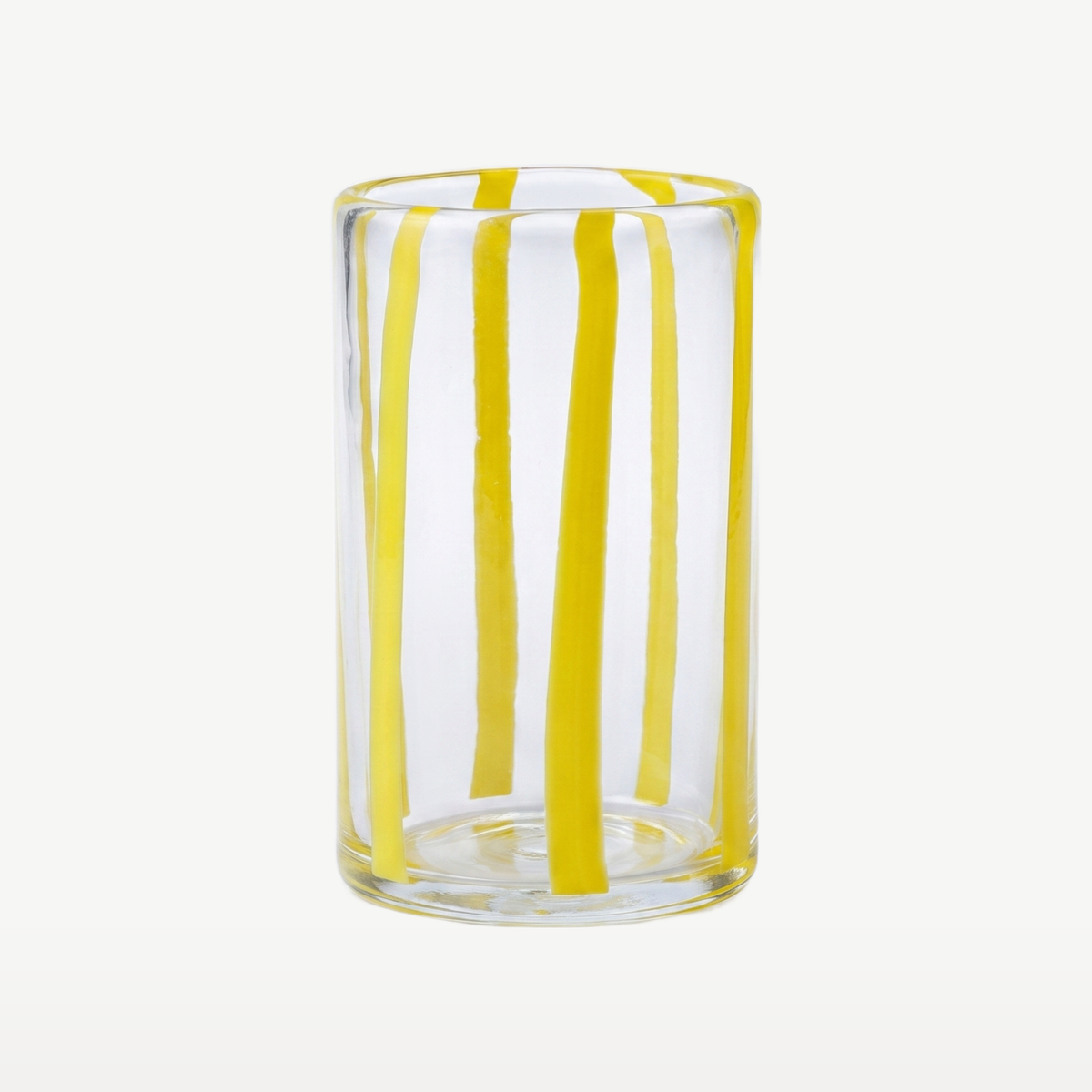 J-Line Waterglas Gestreept Transparant/Geel - Glazen.nl