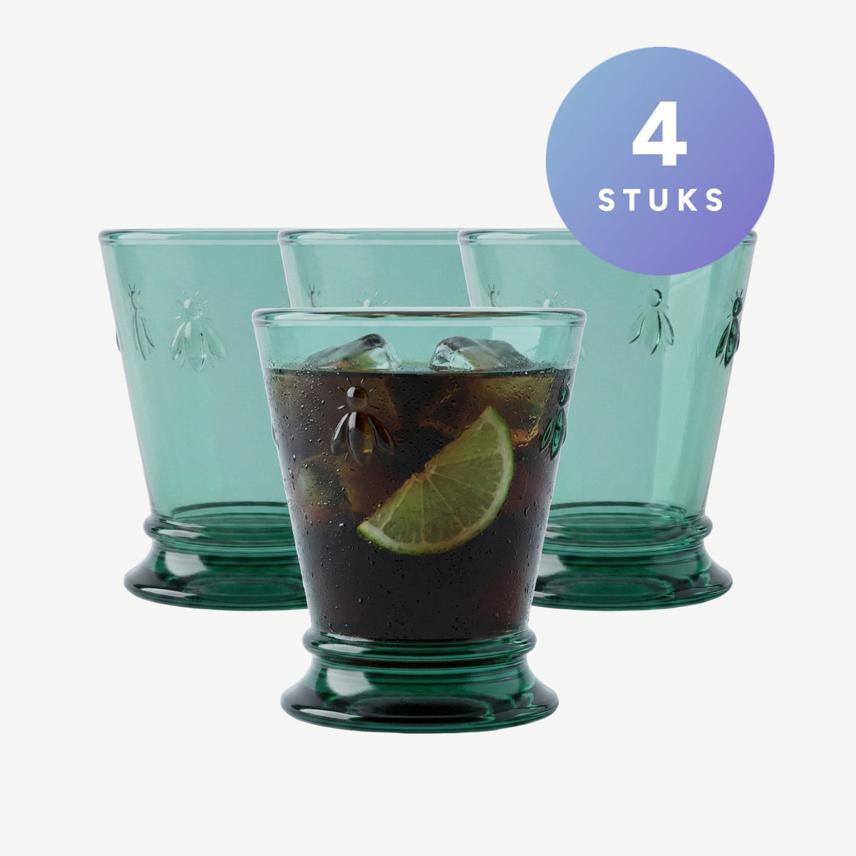 La Rochère Abeille Tumblers 26 cl Assorti - 4 Stuks, setbeeld met 4 stuks