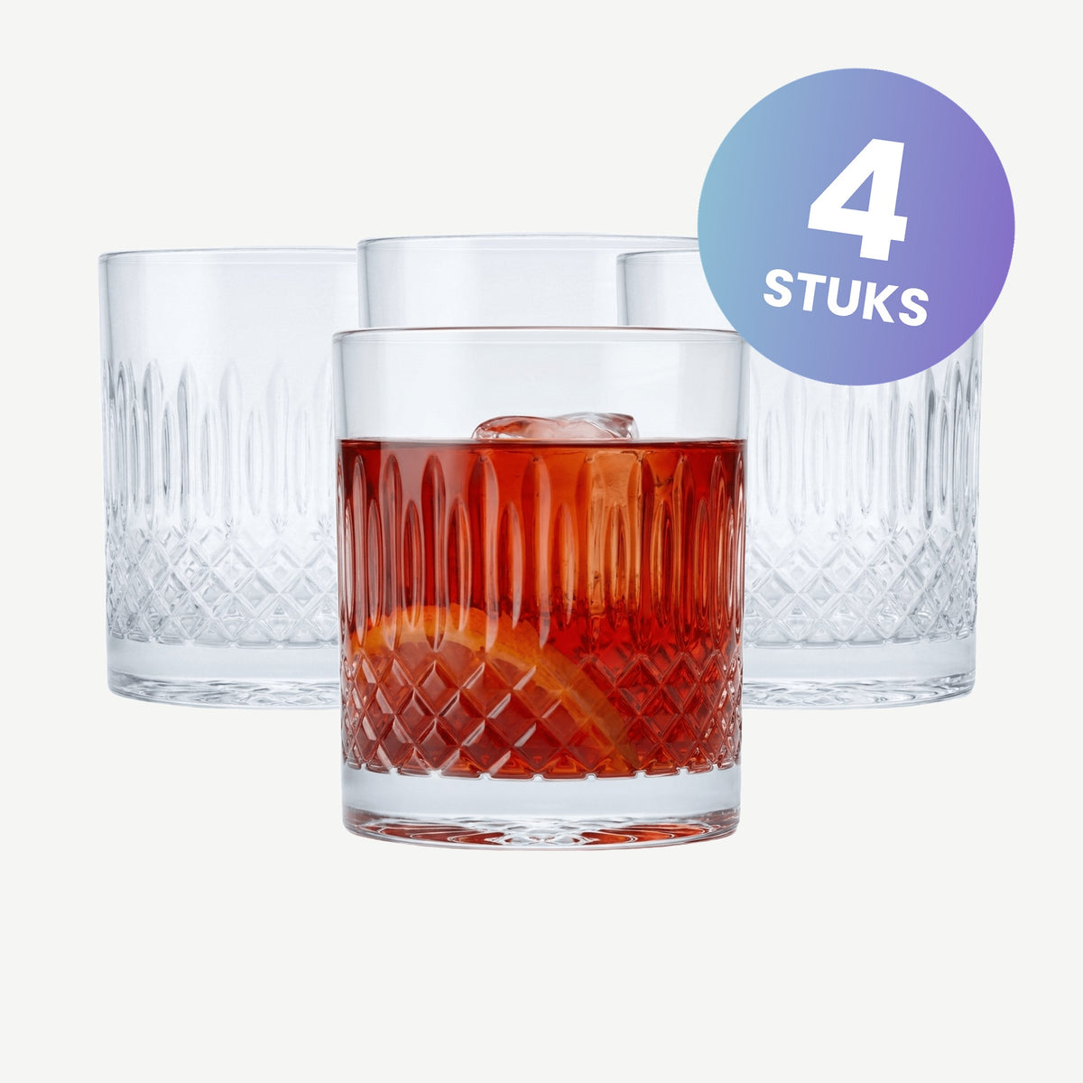 Luigi Bormioli Diamante Tumbler D.O.F. 38 Cl  - set van 4 glazen