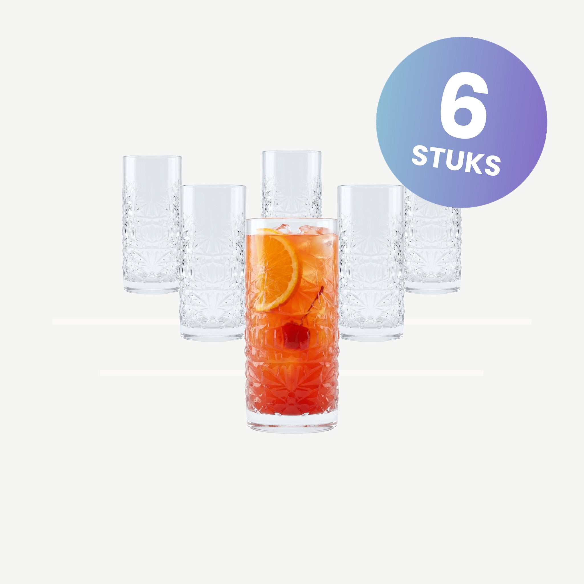 Luigi Bormioli Mixology Textures Hi-Ball 48 Cl  - set van 6 glazen