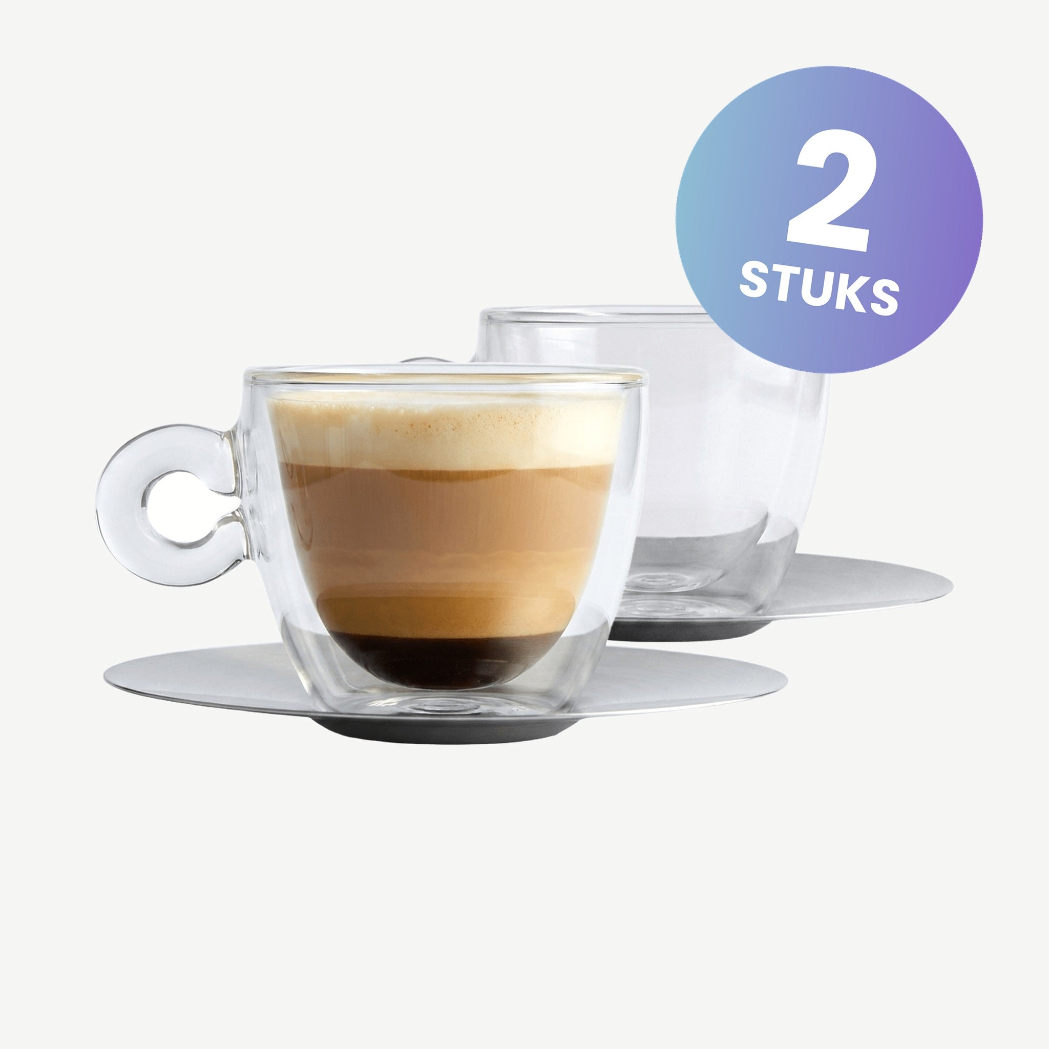 Luigi Bormioli Thermic Glass Cappuccinoglas 16,5 Cl Met Rvs Schotel - set van 2 glazen
