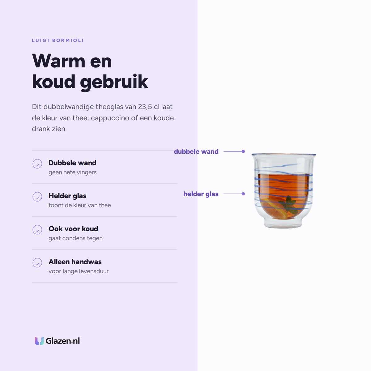 Eigenschappen van Luigi Bormioli Thermic Glass Theeglas Asagao 23,5 Cl