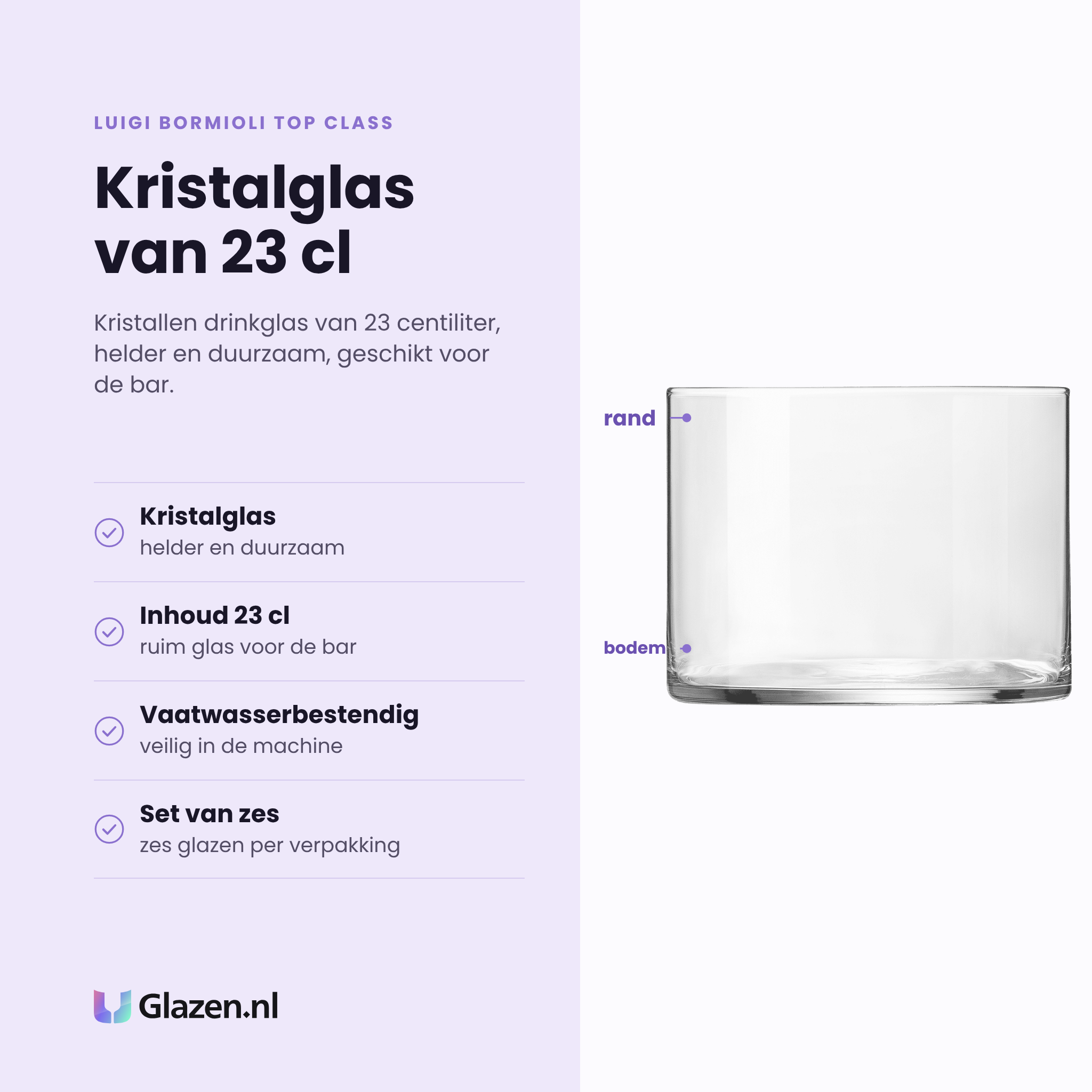 Luigi Bormioli Top Class drinkglas 23 cl eigenschappen: kristalglas, helder en duurzaam, vaatwasserbestendig, set van zes