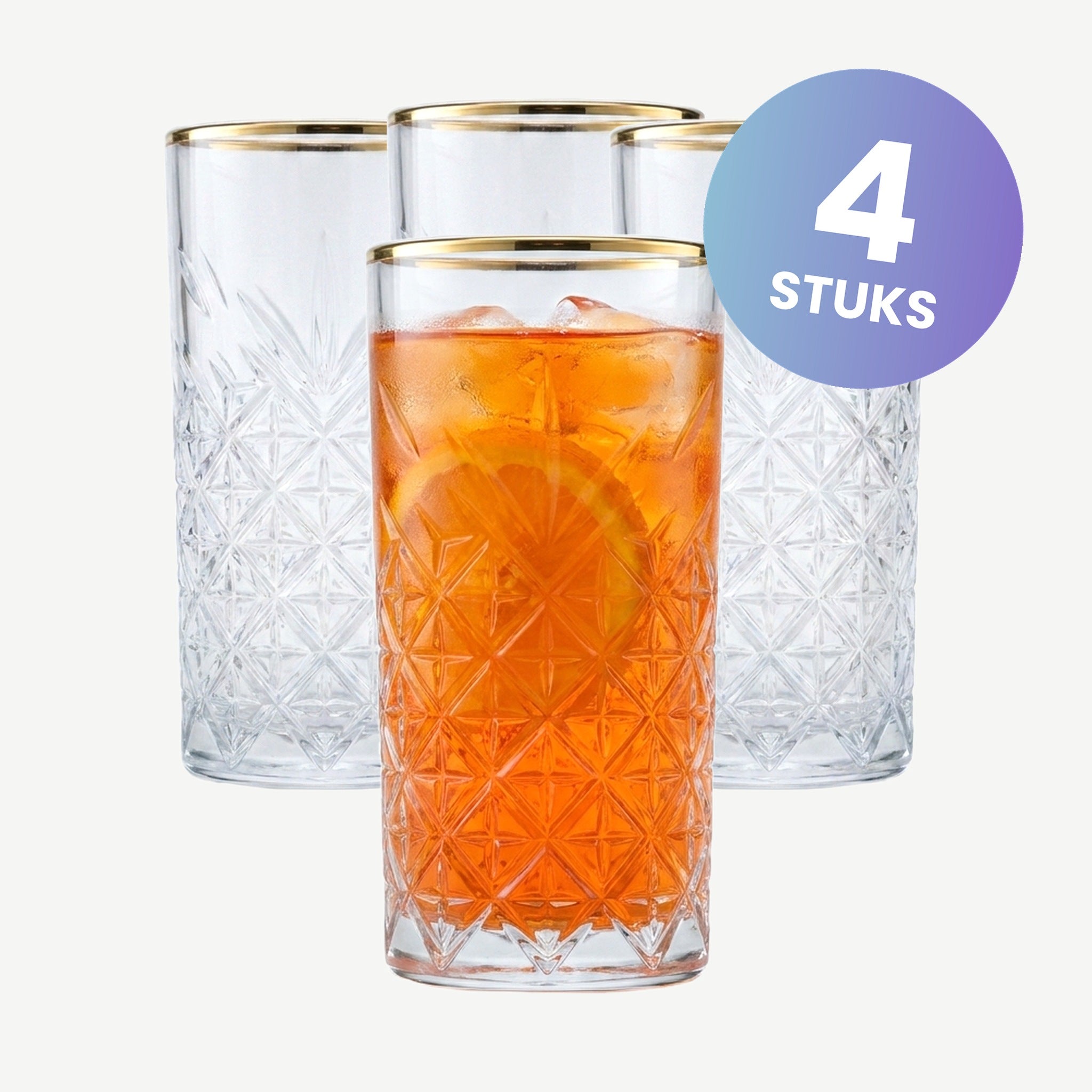 Pasabahce Timeless Longdrinkglas 45 Cl Gouden Rand - set van 4 glazen