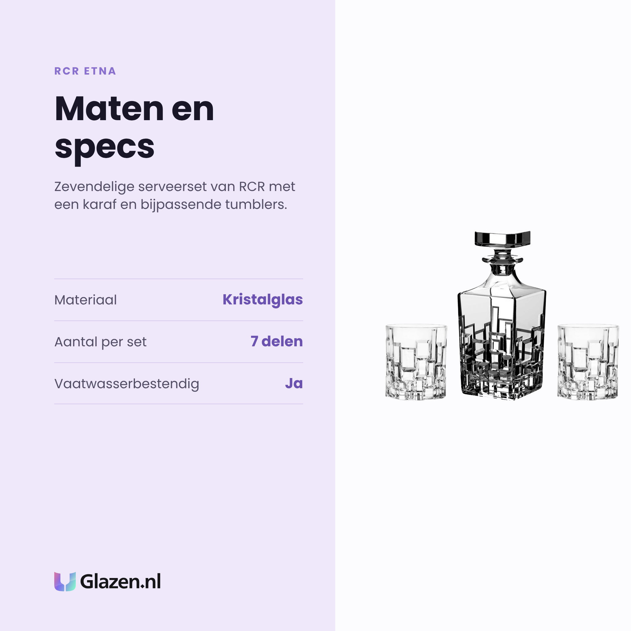 RCR Etna glazenset 7-delig specificaties: kristalglas, set van 7 delen, vaatwasserbestendig