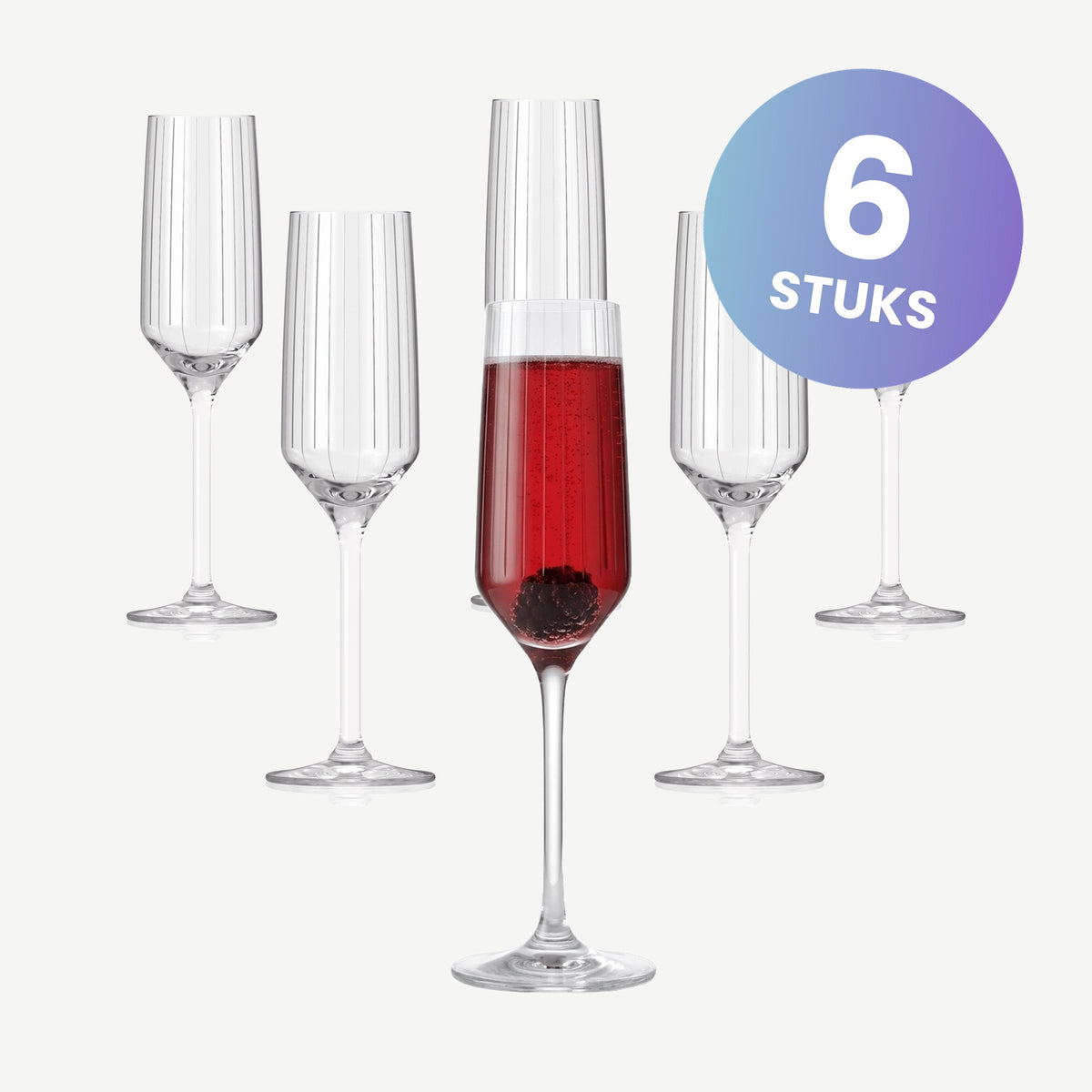 Royal Leerdam Carré Optics Champagneflute 22,5 Cl - set van 6 glazen