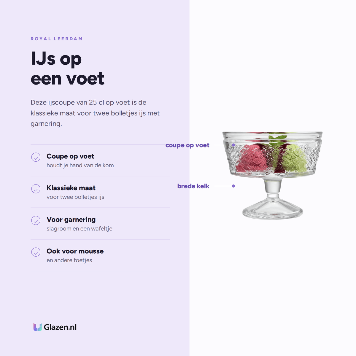 Eigenschappen van Royal Leerdam Desserts Ijscoupe 25 Cl