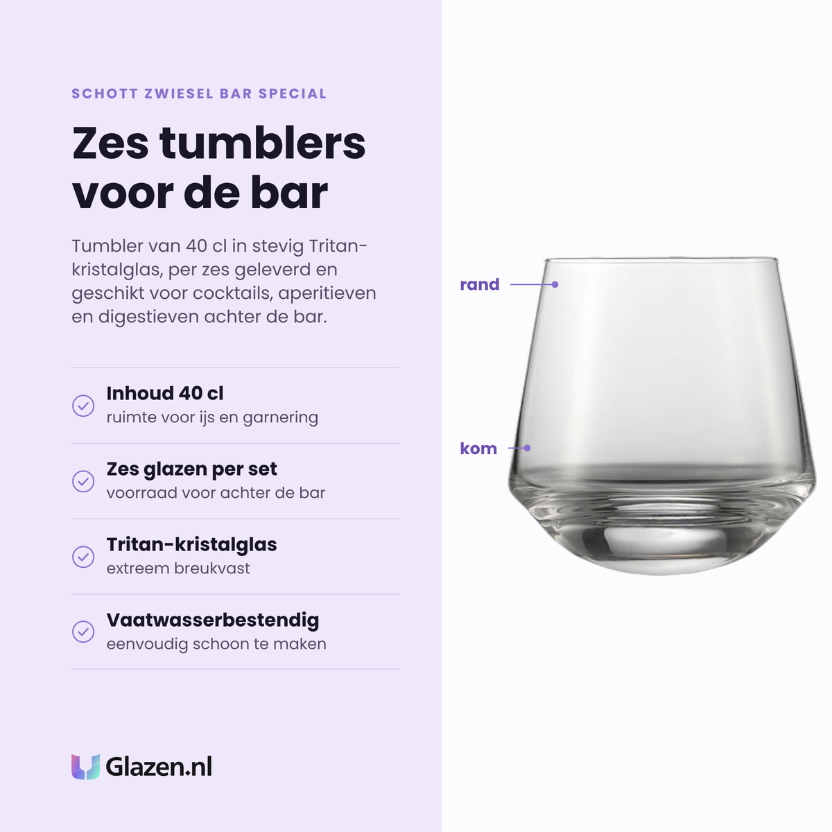 Schott Zwiesel Bar Special tumbler 40 cl eigenschappen: inhoud 40 cl, zes glazen per verpakking, tritan kristalglas extreem breukvast, vaatwasserbestendig