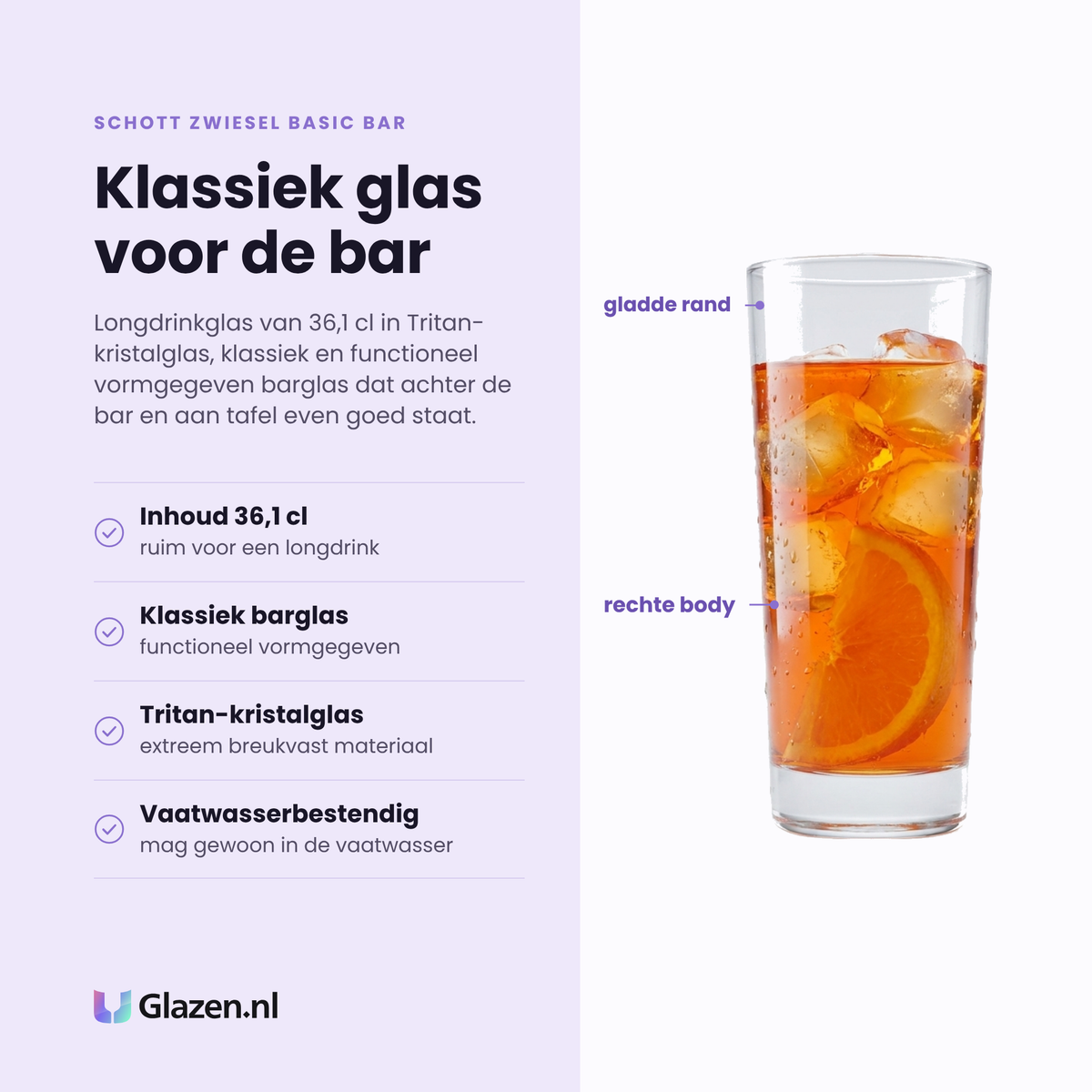 Schott Zwiesel Basic Bar Selection longdrinkglas 36,1 cl eigenschappen: inhoud 36,1 cl, klassiek functioneel barglas, Tritan-kristalglas, vaatwasserbestendig
