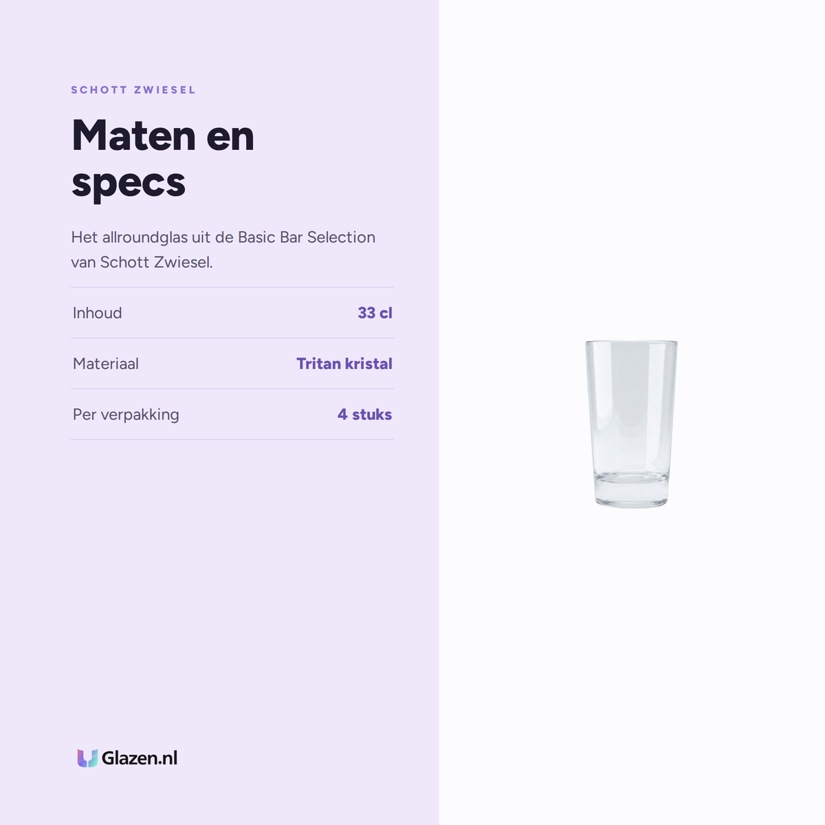 Maten en specs van Schott Zwiesel Basic Bar Selection Allroundglas 33 Cl
