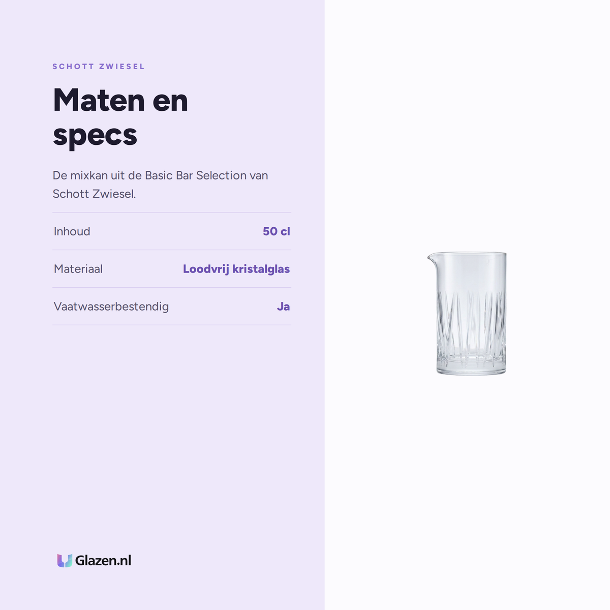 Maten en specs van Schott Zwiesel Basic Bar Selection Motion Mixkan 50 Cl