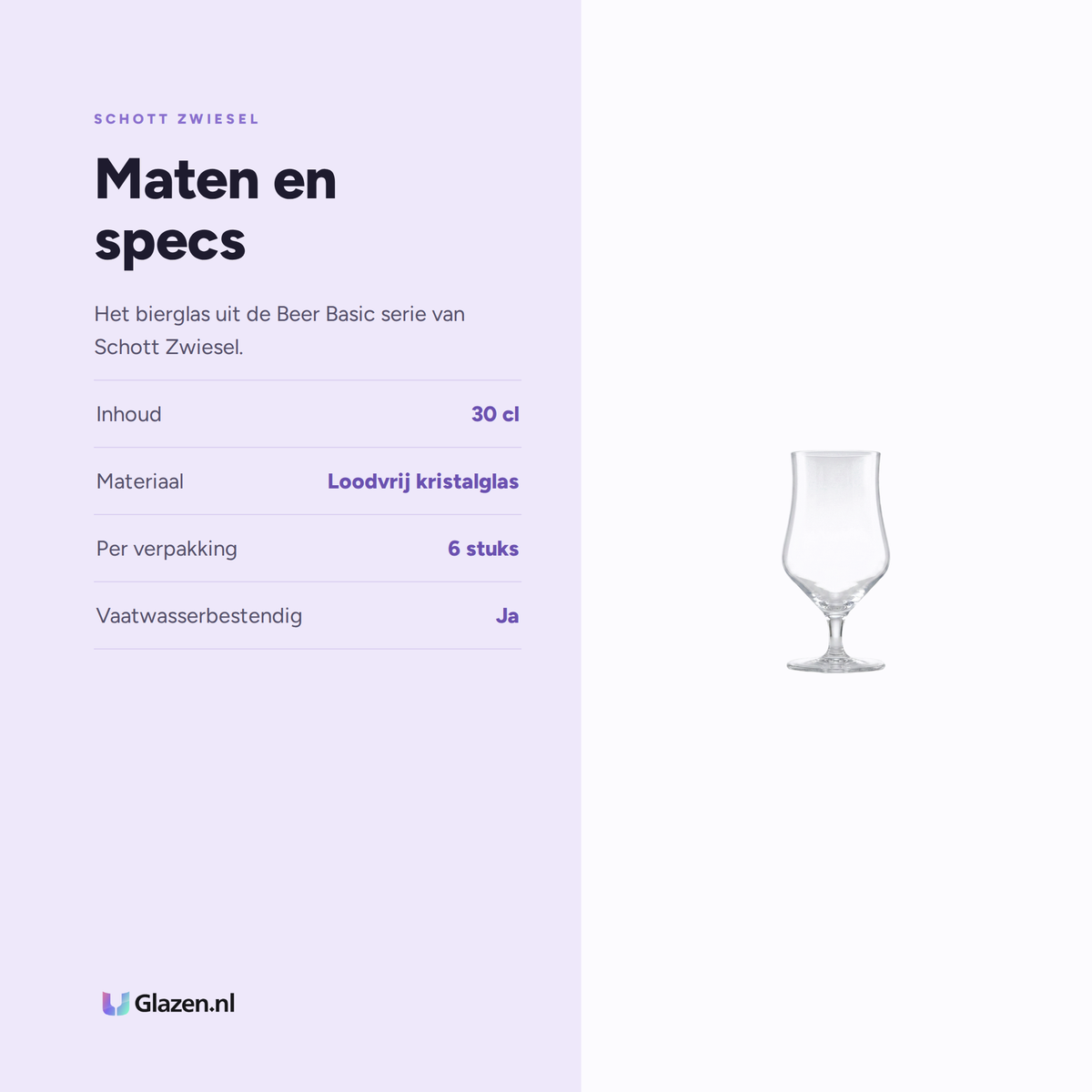 Maten en specs van Schott Zwiesel Beer Basic Craft Bierglas 30 Cl met Maatstreep