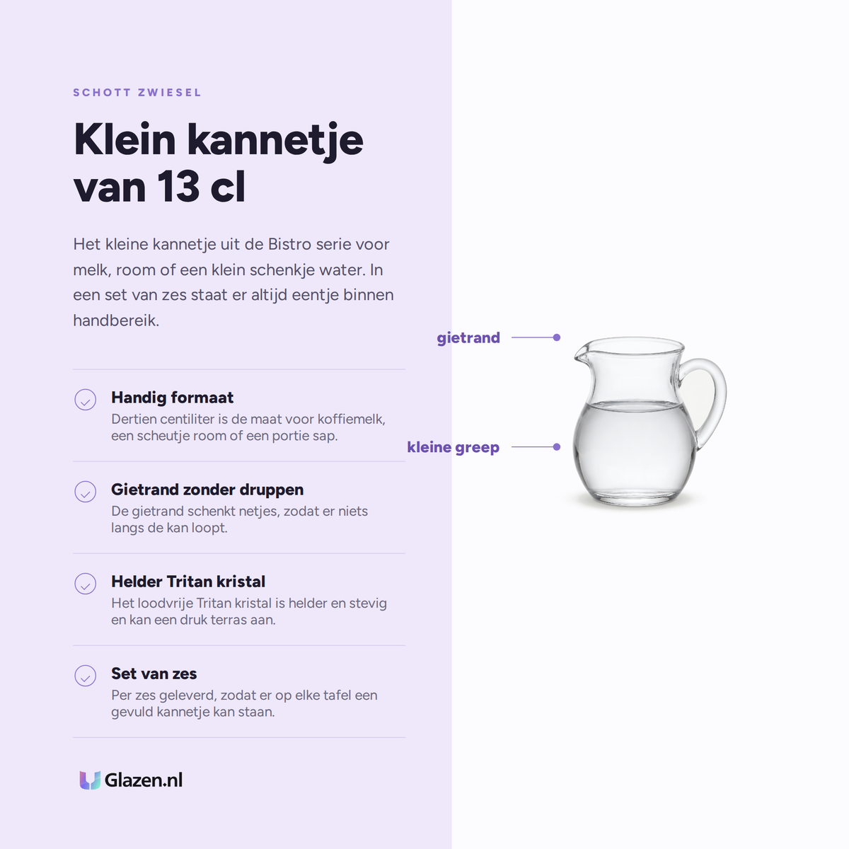 Schott Zwiesel Bistro Schenkkan 13 Cl - 6 Stuks eigenschappen infographic