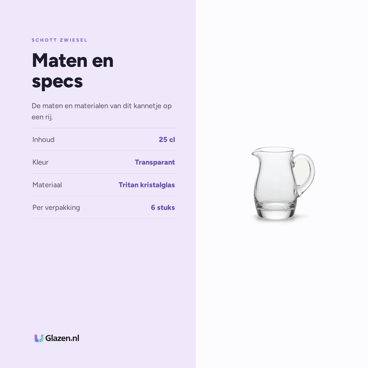 Schott Zwiesel Bistro Schenkkan 25 Cl - 6 Stuks maten en specificaties