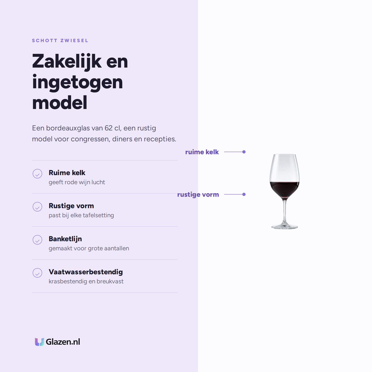 Eigenschappen van Schott Zwiesel Congresso Bordeauxglas 62 Cl