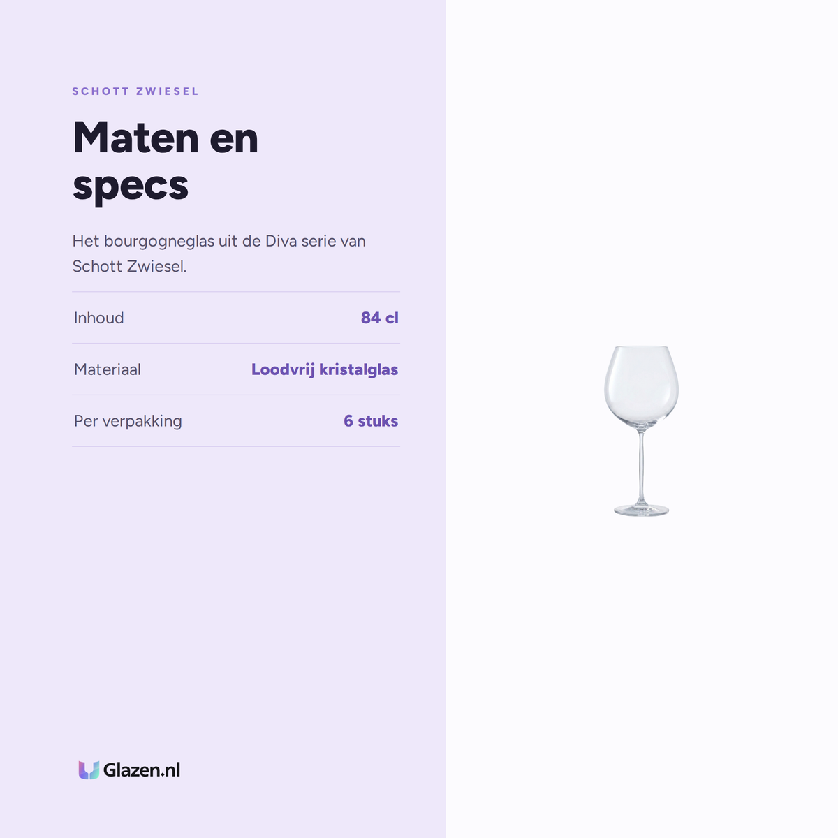 Maten en specs van Schott Zwiesel Diva Bourgogneglas 84 Cl