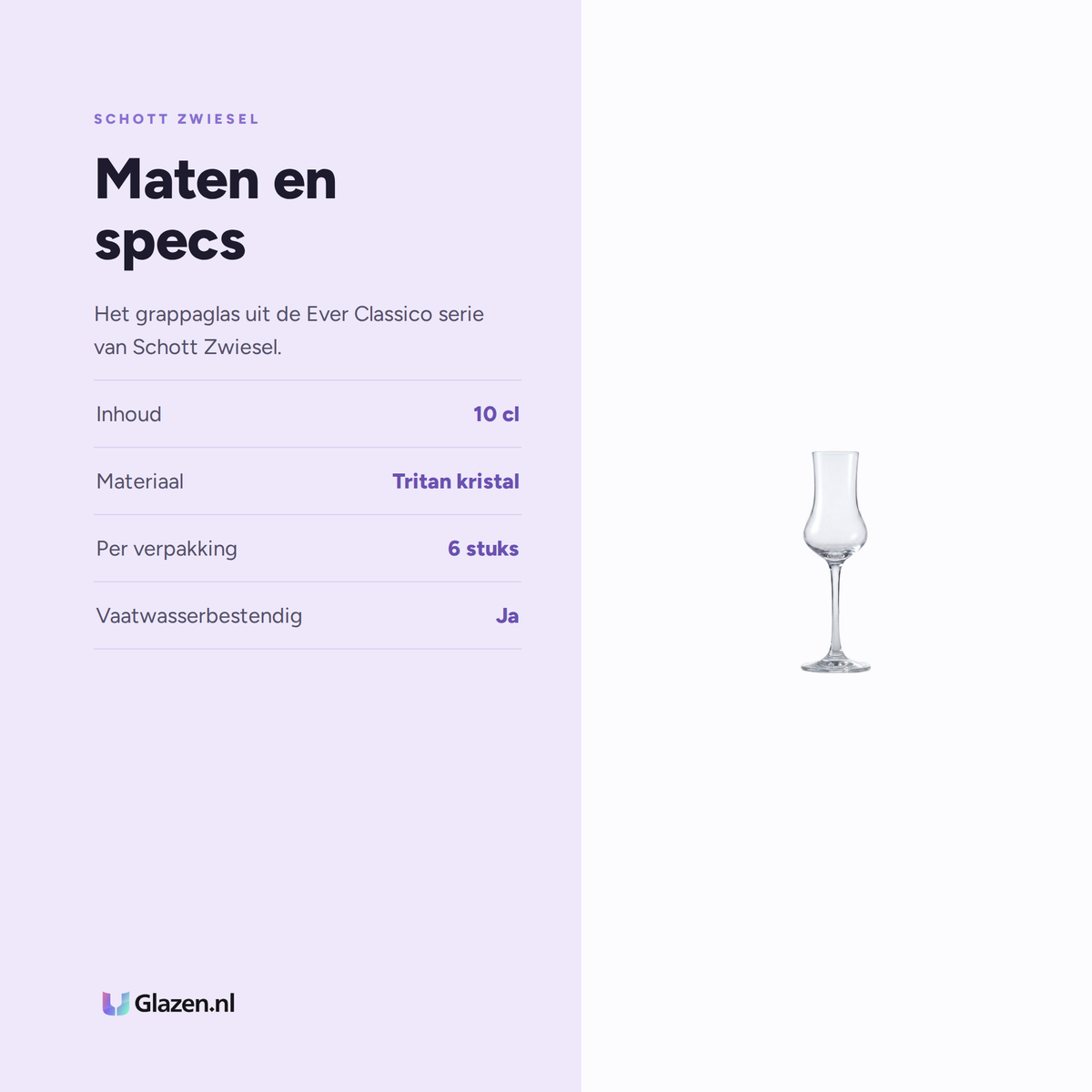 Maten en specs van Schott Zwiesel Ever Classico Grappaglas 10 Cl