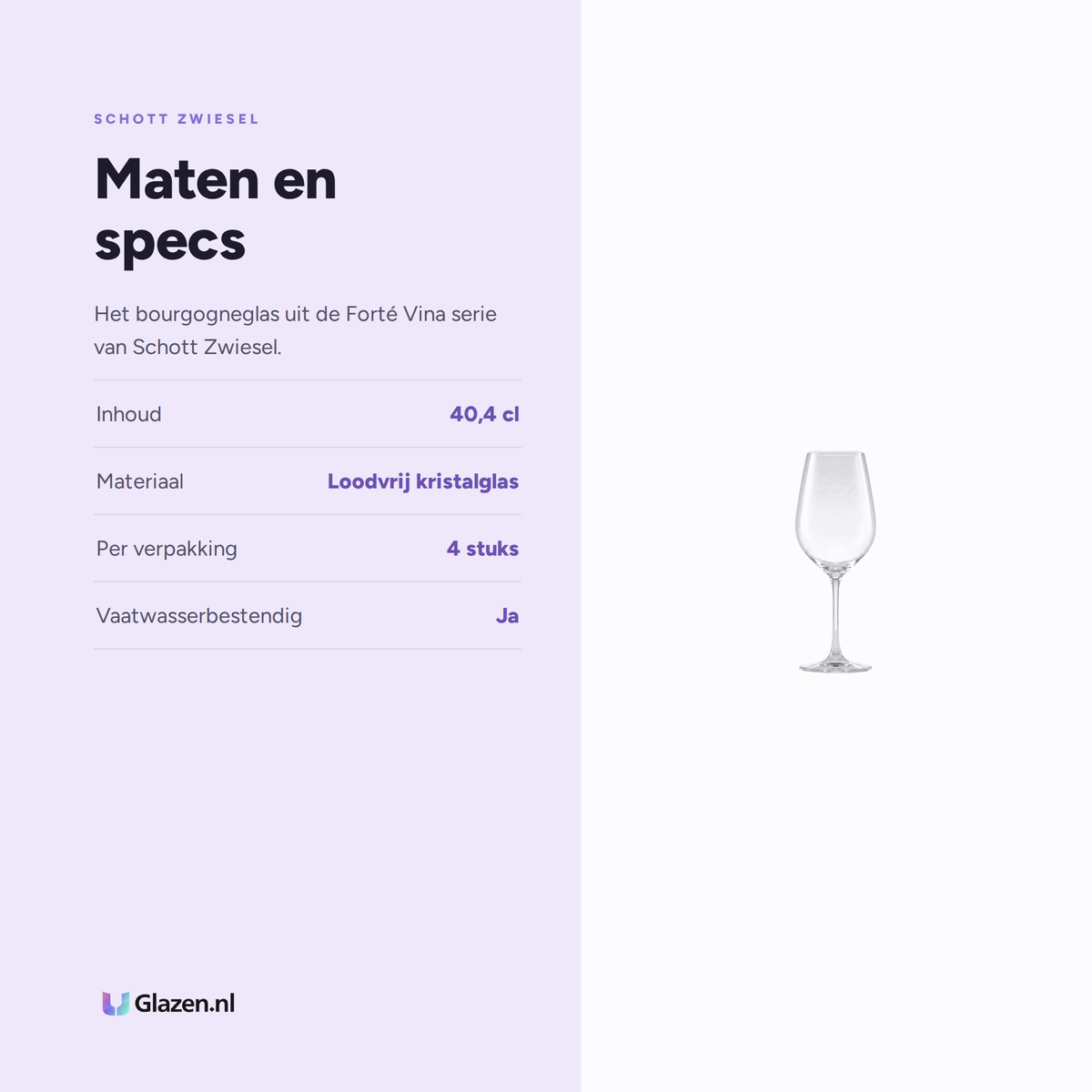 Maten en specs van Schott Zwiesel Forté Vina Bourgogneglas 40,4 Cl