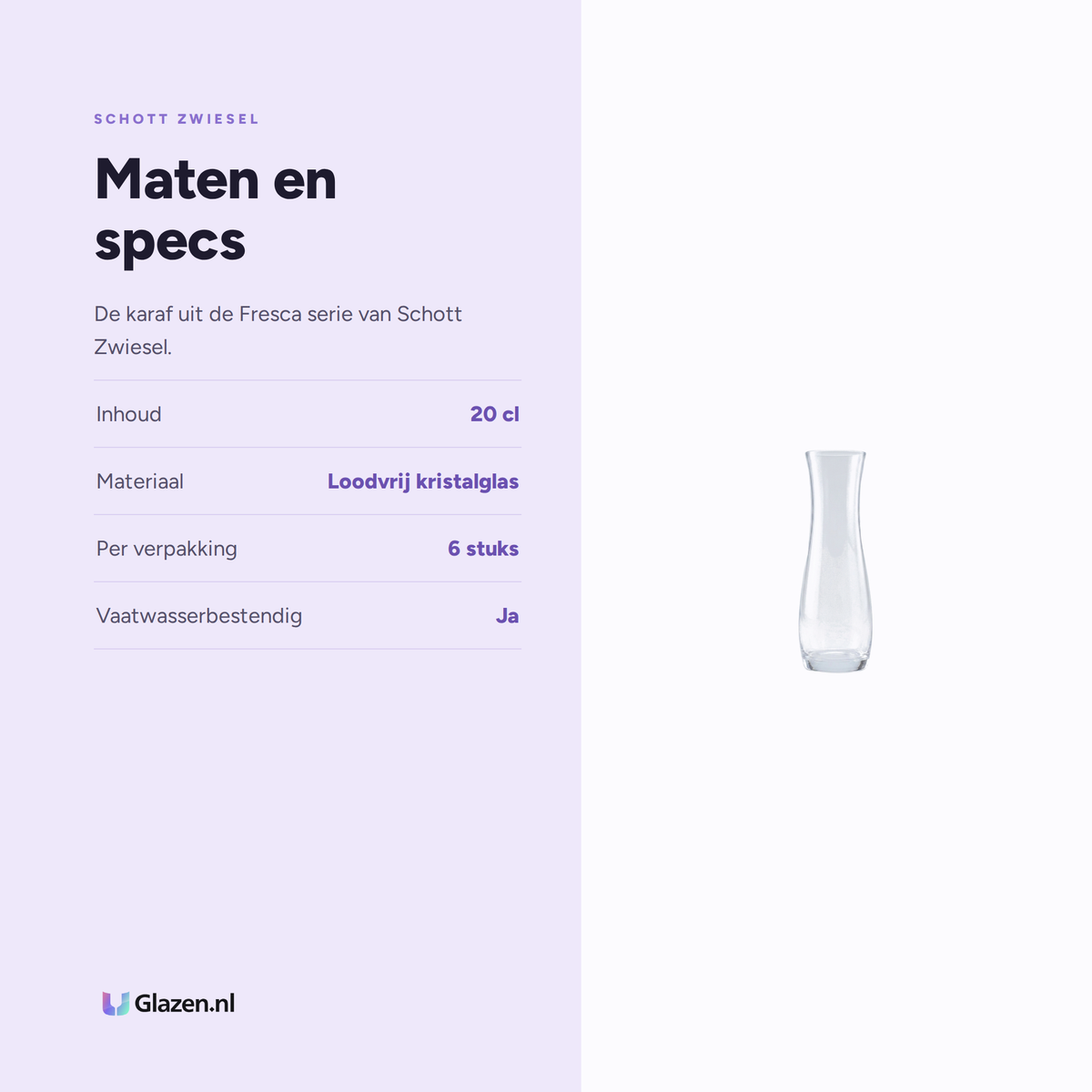 Maten en specs van Schott Zwiesel Fresca Karaf 20 Cl
