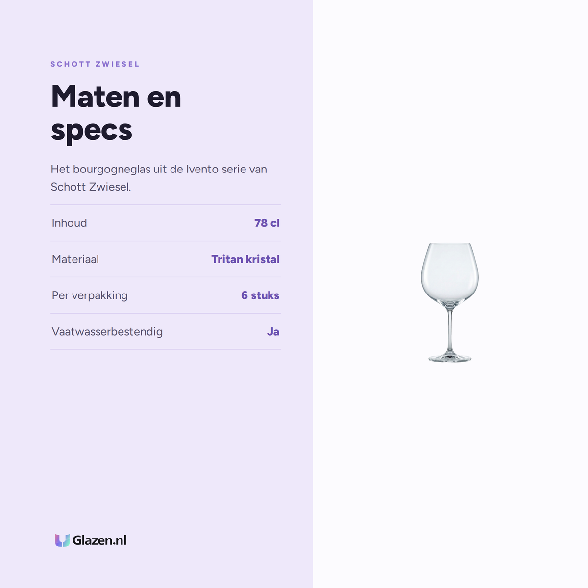 Maten en specs van Schott Zwiesel Ivento Bourgogneglas 78 Cl