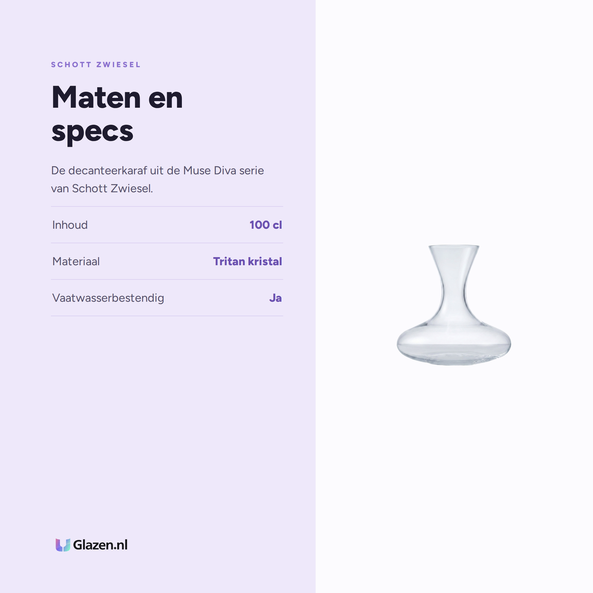 Maten en specs van Schott Zwiesel Muse Diva Decanteerkaraf 100 Cl