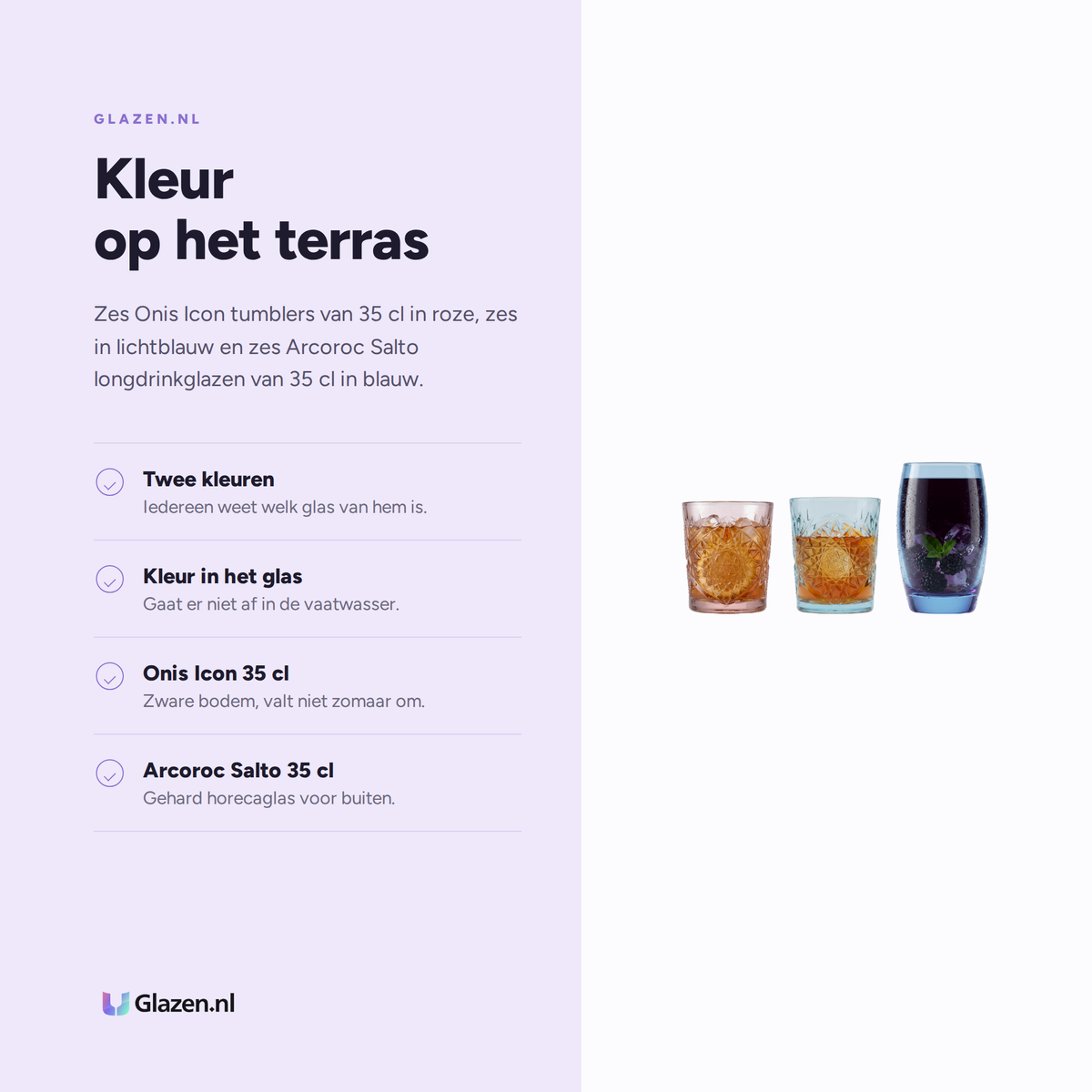 Eigenschappen van de Terrasbox Kleur 18-Delig (Gekleurde Tumblers & Longdrinks)