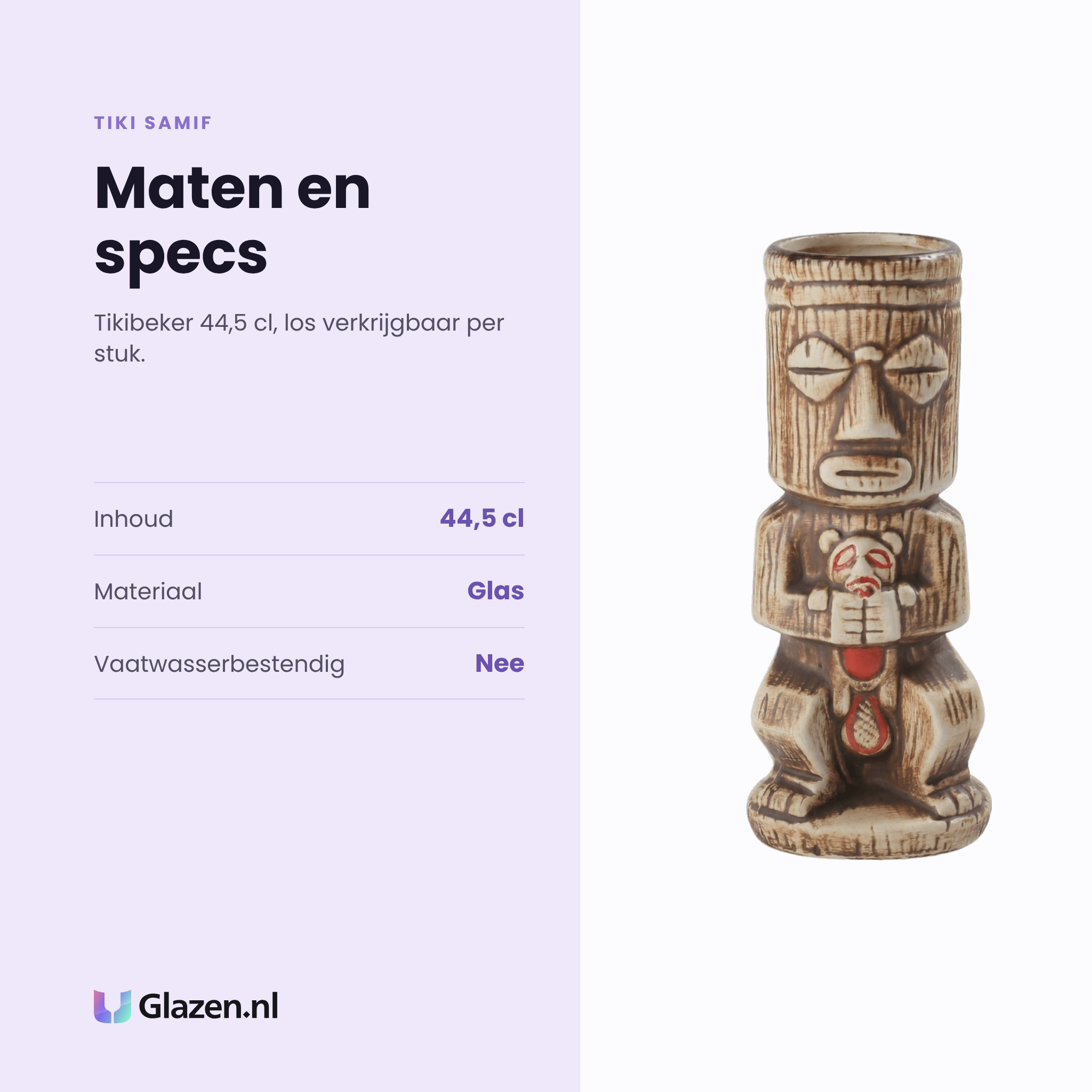 Tiki Samif tikibeker 44,5 cl specificaties: inhoud 44,5 cl, glas, los per stuk