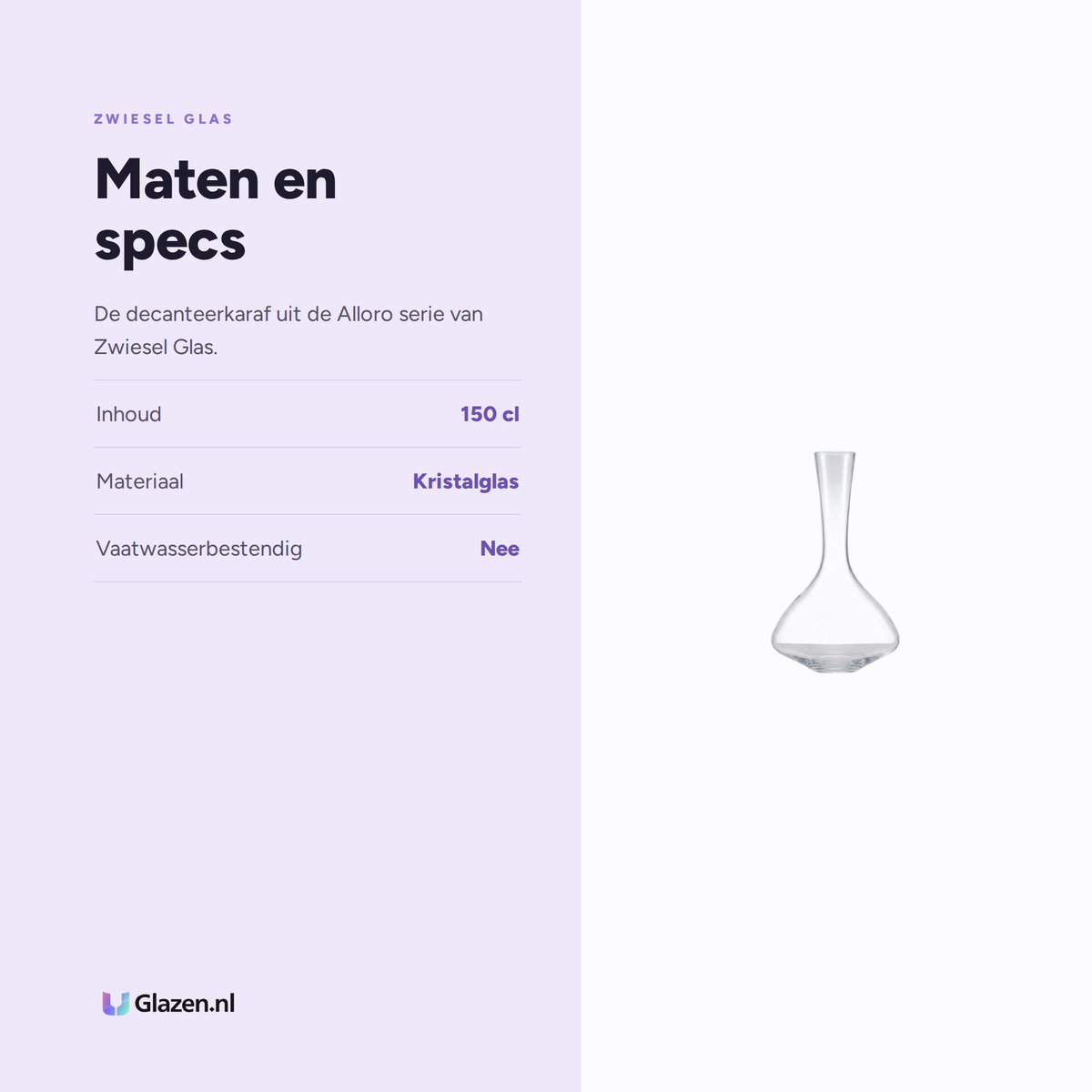 Maten en specs van Zwiesel Glas Alloro Decanteerkaraf Magnum 150 Cl