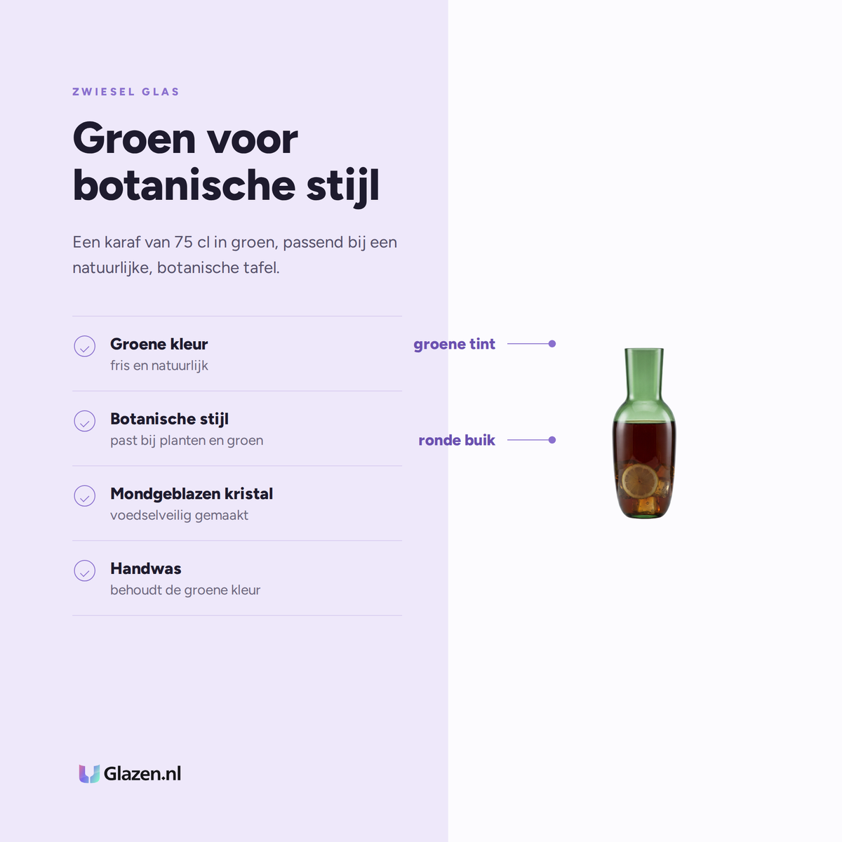 Eigenschappen van Zwiesel Glas Aura Karaf 75 Cl Groen