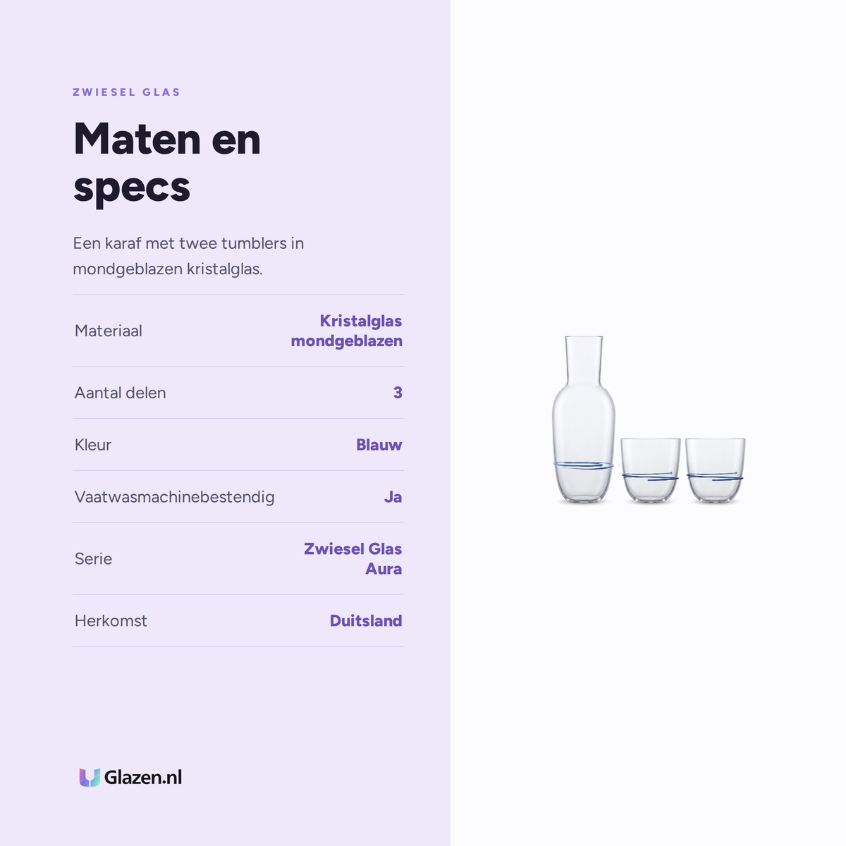 Maten en specificaties van de Zwiesel Glas Aura set blauw