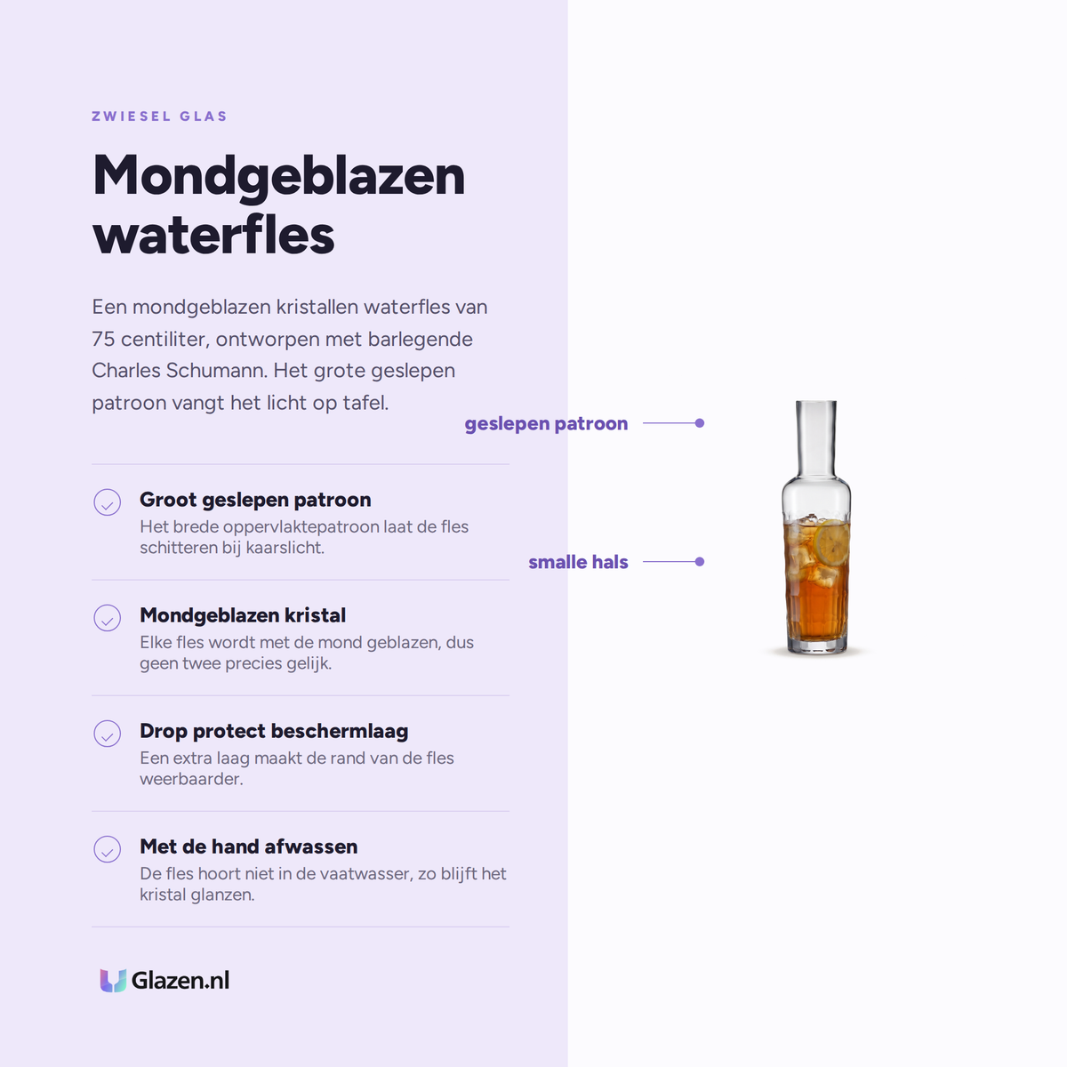 Eigenschappen van de Zwiesel Glas Bar Premium No. 1 Waterfles 75 Cl