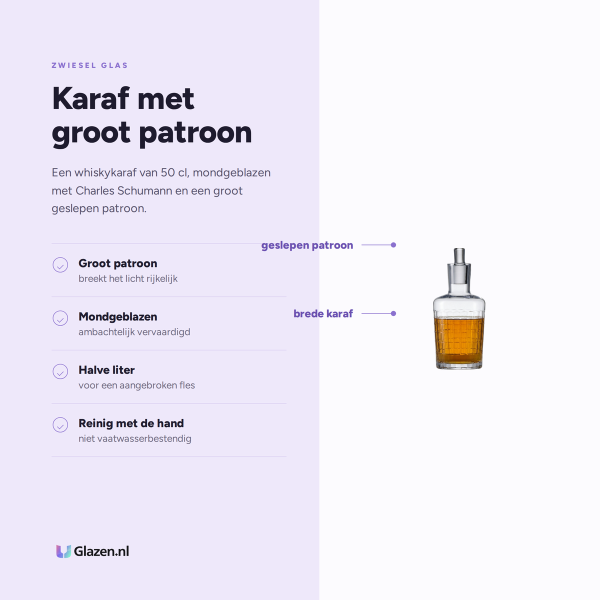 Eigenschappen van Zwiesel Glas Bar Premium No. 1 Whiskykaraf 50 Cl