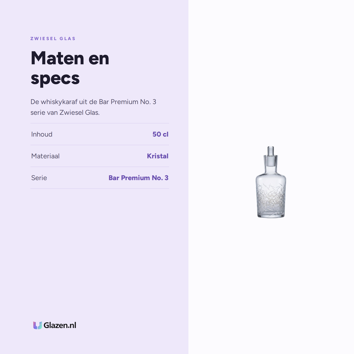 Maten en specs van Zwiesel Glas Bar Premium No. 3 Whiskykaraf 50 Cl