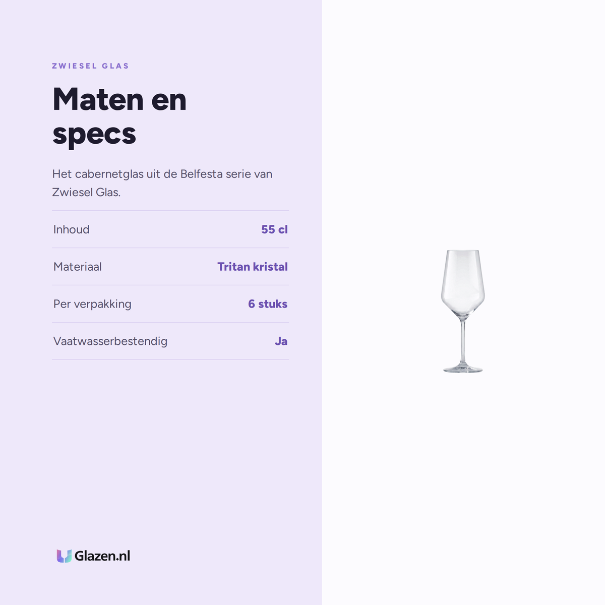 Maten en specs van Zwiesel Glas Belfesta Cabernetglas 55 Cl