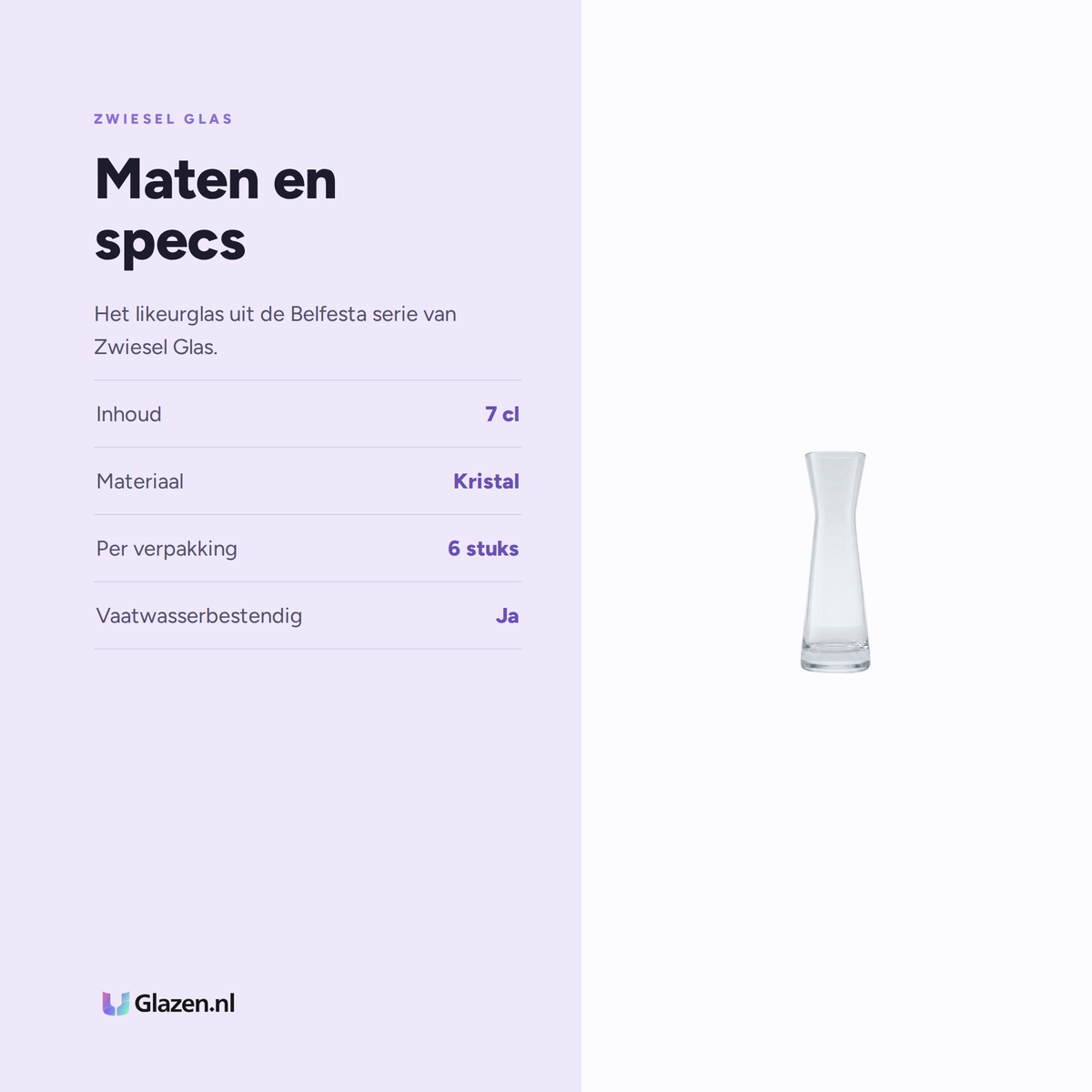Maten en specs van Zwiesel Glas Belfesta Likeurkaraf 7 Cl