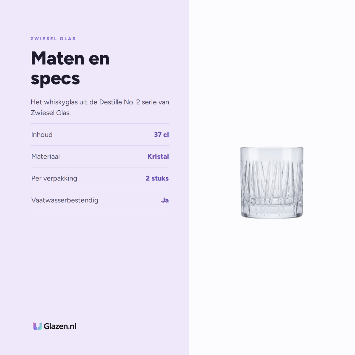 Maten en specs van Zwiesel Glas Destille No. 2 Basic Bar Motion Old Fashioned Glas 37 Cl in Geschenkverpakking