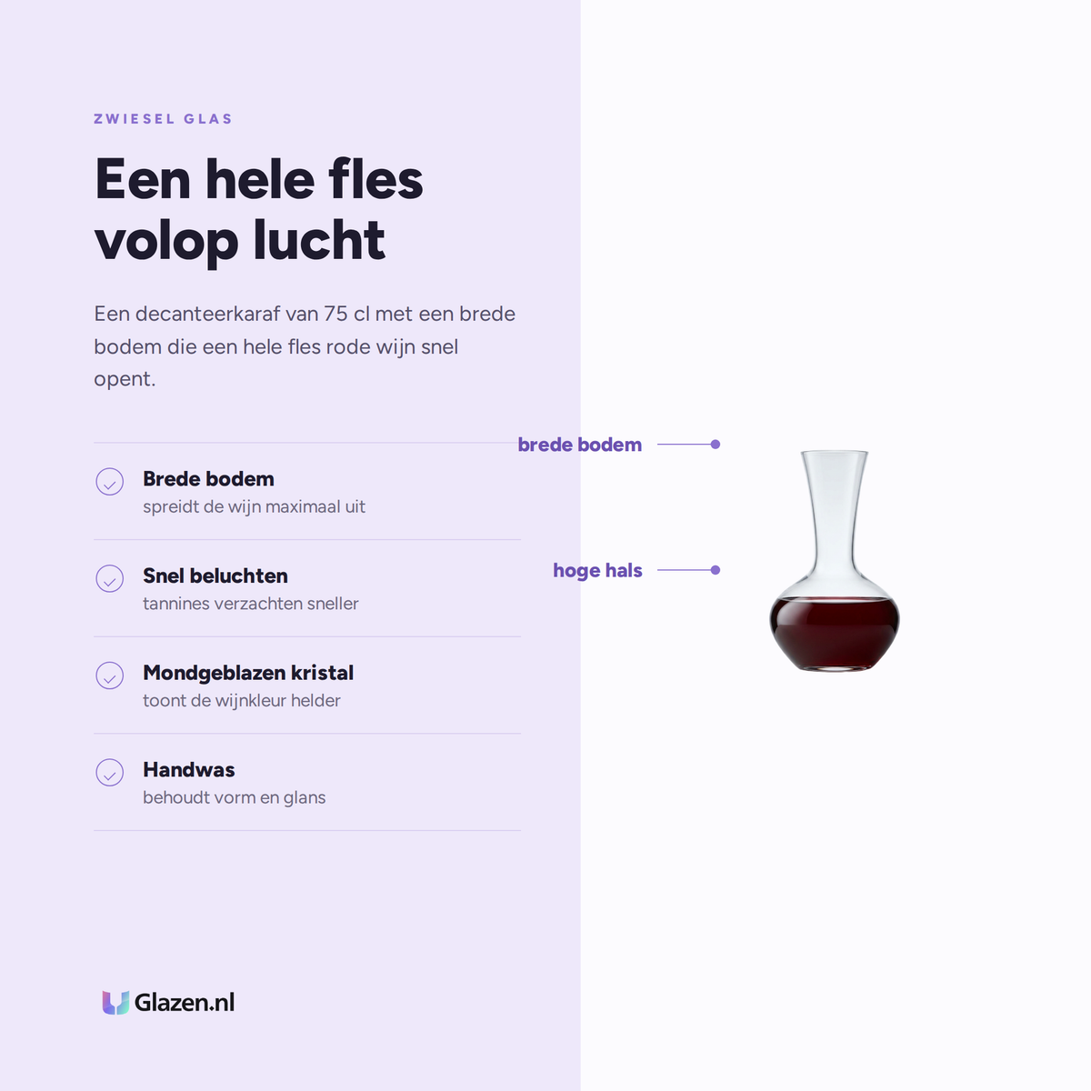 Eigenschappen van Zwiesel Glas Enoteca Decanteerkaraf Rode Wijn 75 Cl
