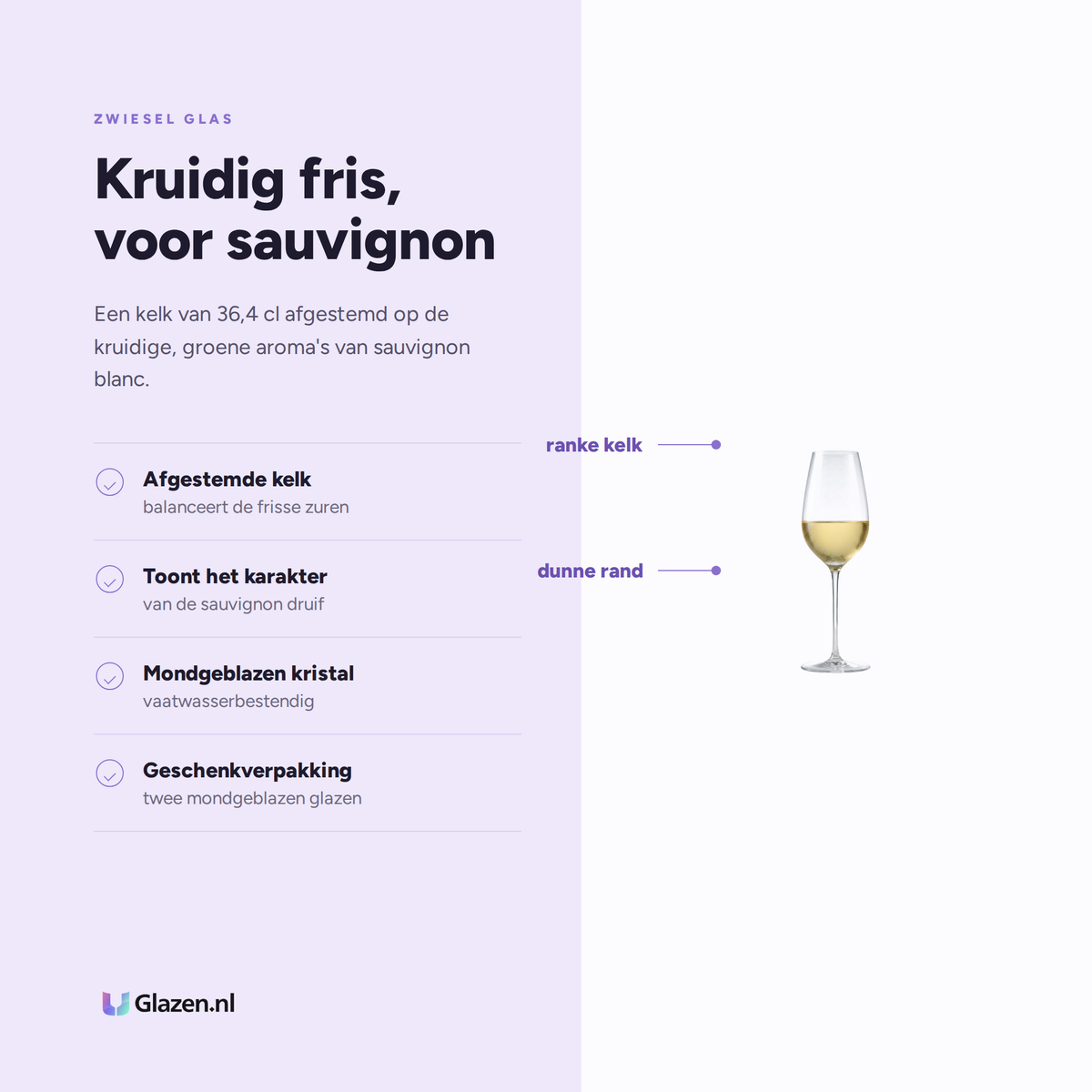 Eigenschappen van Zwiesel Glas Enoteca Sauvignon Blanc Glas 36,4 Cl in Geschenkverpakking
