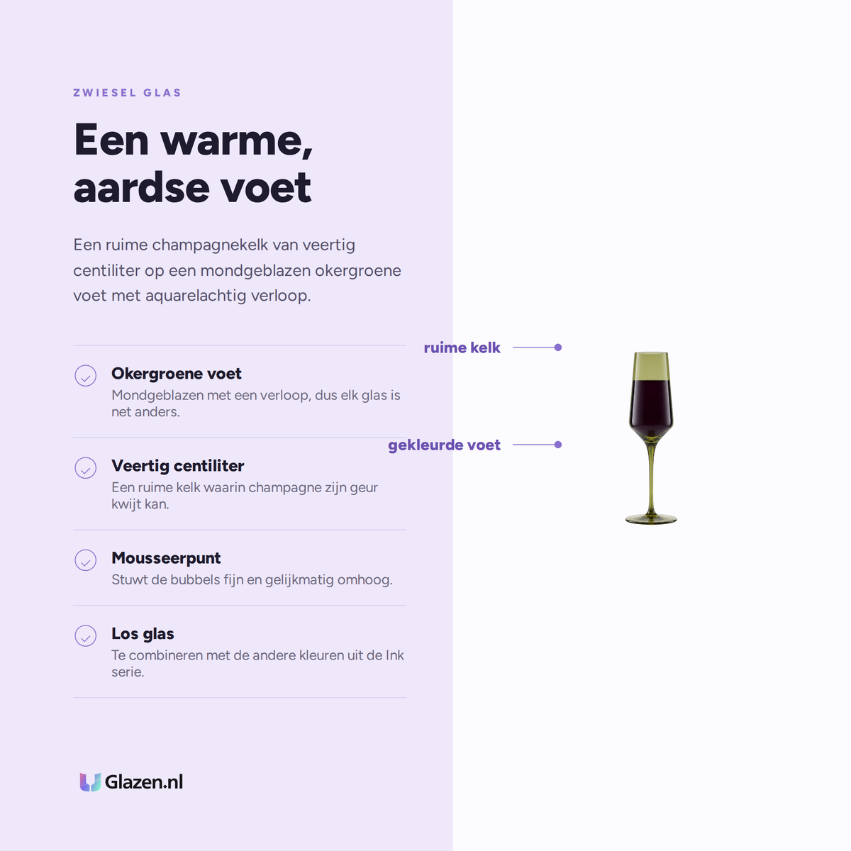 Zwiesel Glas Ink Champagneglas 40 cl okergroen eigenschappen
