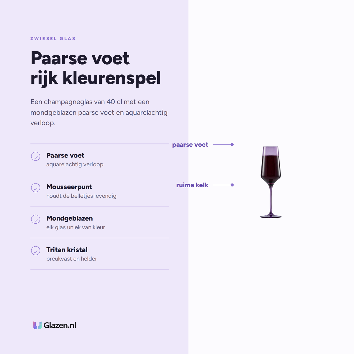 Eigenschappen van Zwiesel Glas Ink Champagneglas 40 Cl Paars
