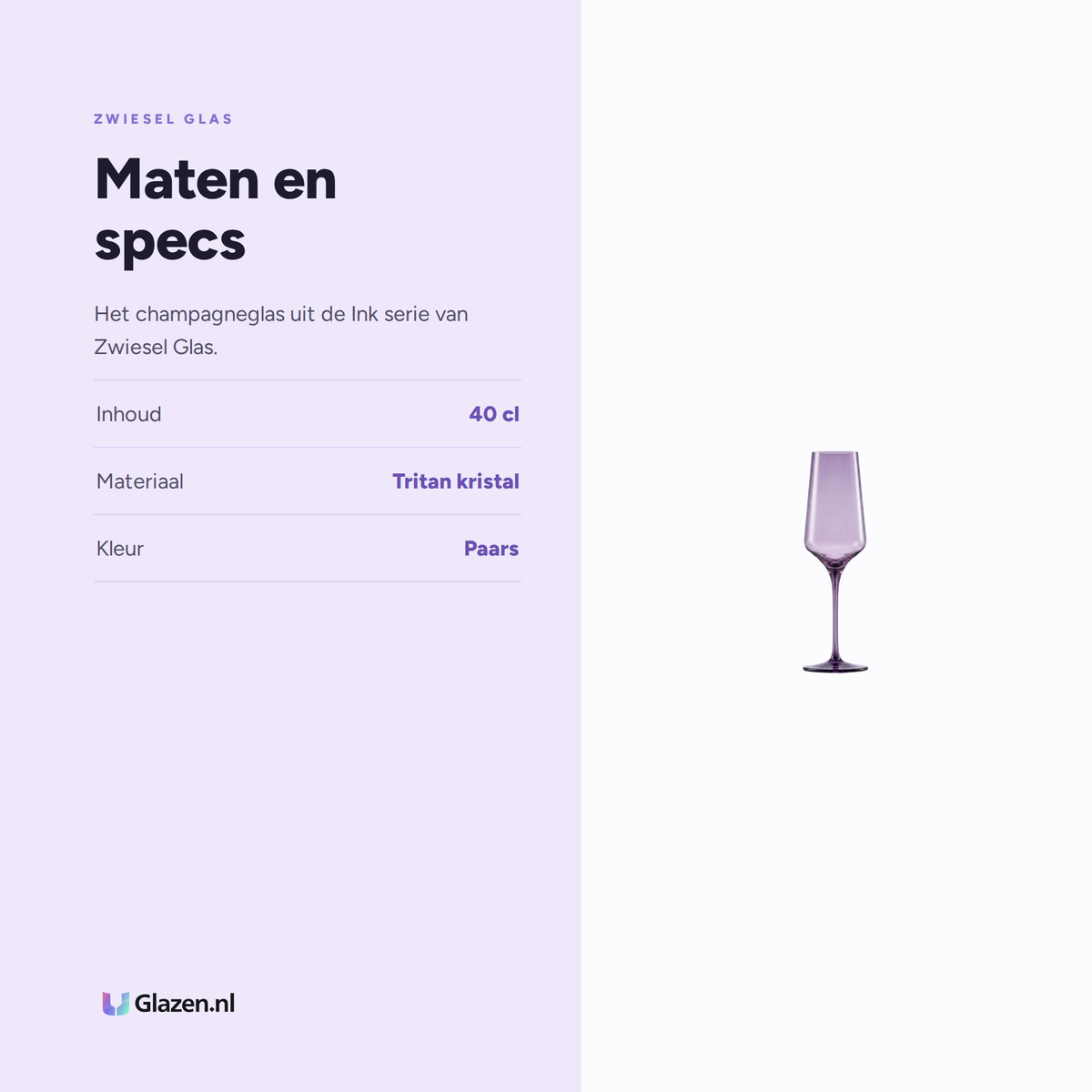 Maten en specs van Zwiesel Glas Ink Champagneglas 40 Cl Paars