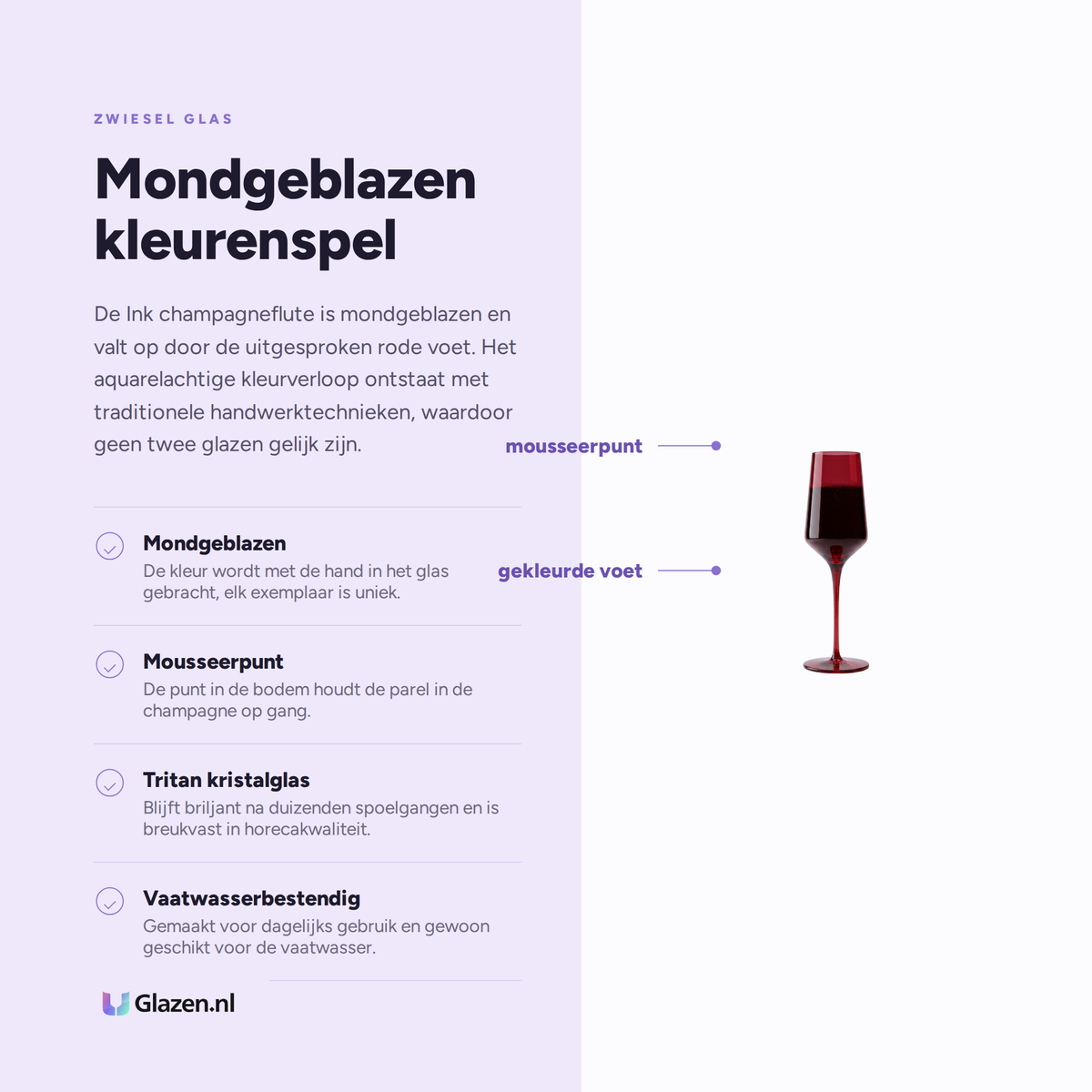 Eigenschappen van Zwiesel Glas Ink Champagneglas 40 Cl Rood