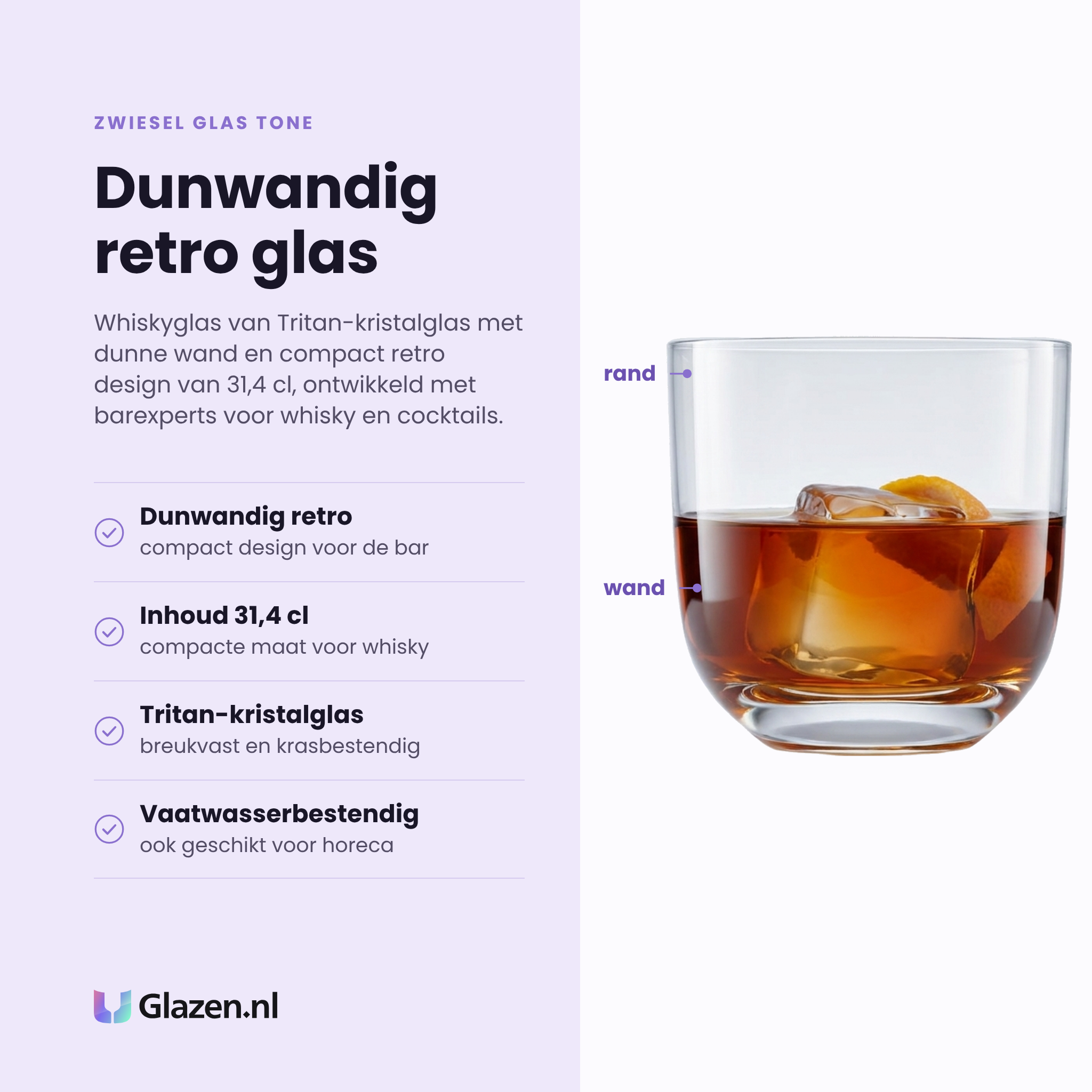 Zwiesel Glas Tone whiskyglas 31,4 cl eigenschappen: dunwandig retro design, inhoud 31,4 cl, tritan-kristalglas, vaatwasserbestendig