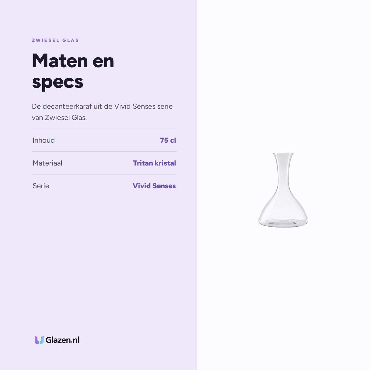 Maten en specs van Zwiesel Glas Vivid Senses Sensa Decanteerkaraf 75 Cl